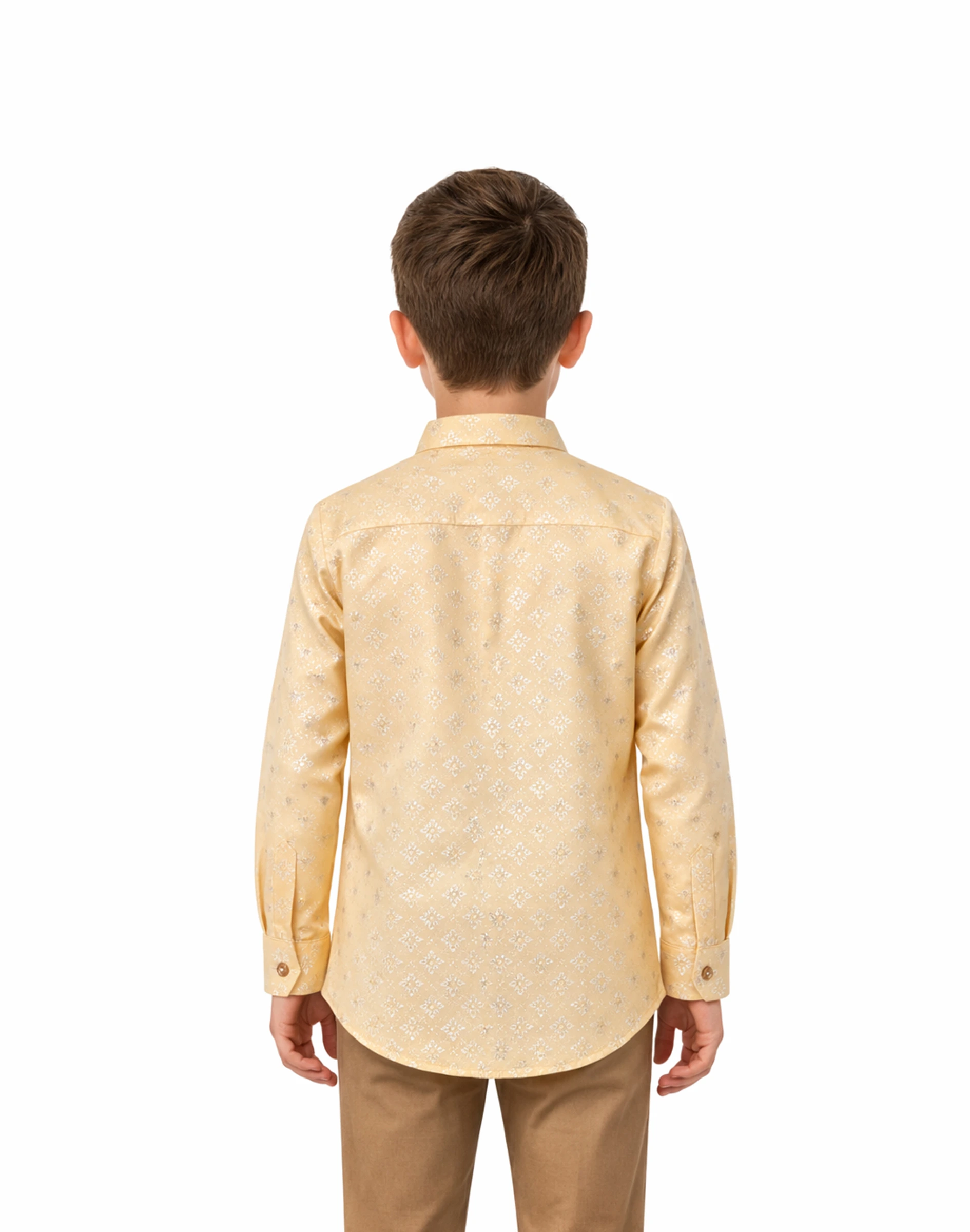 Maurya Vastra Kid’s Cream Brocade Gold Embroidered Shirt (2)
