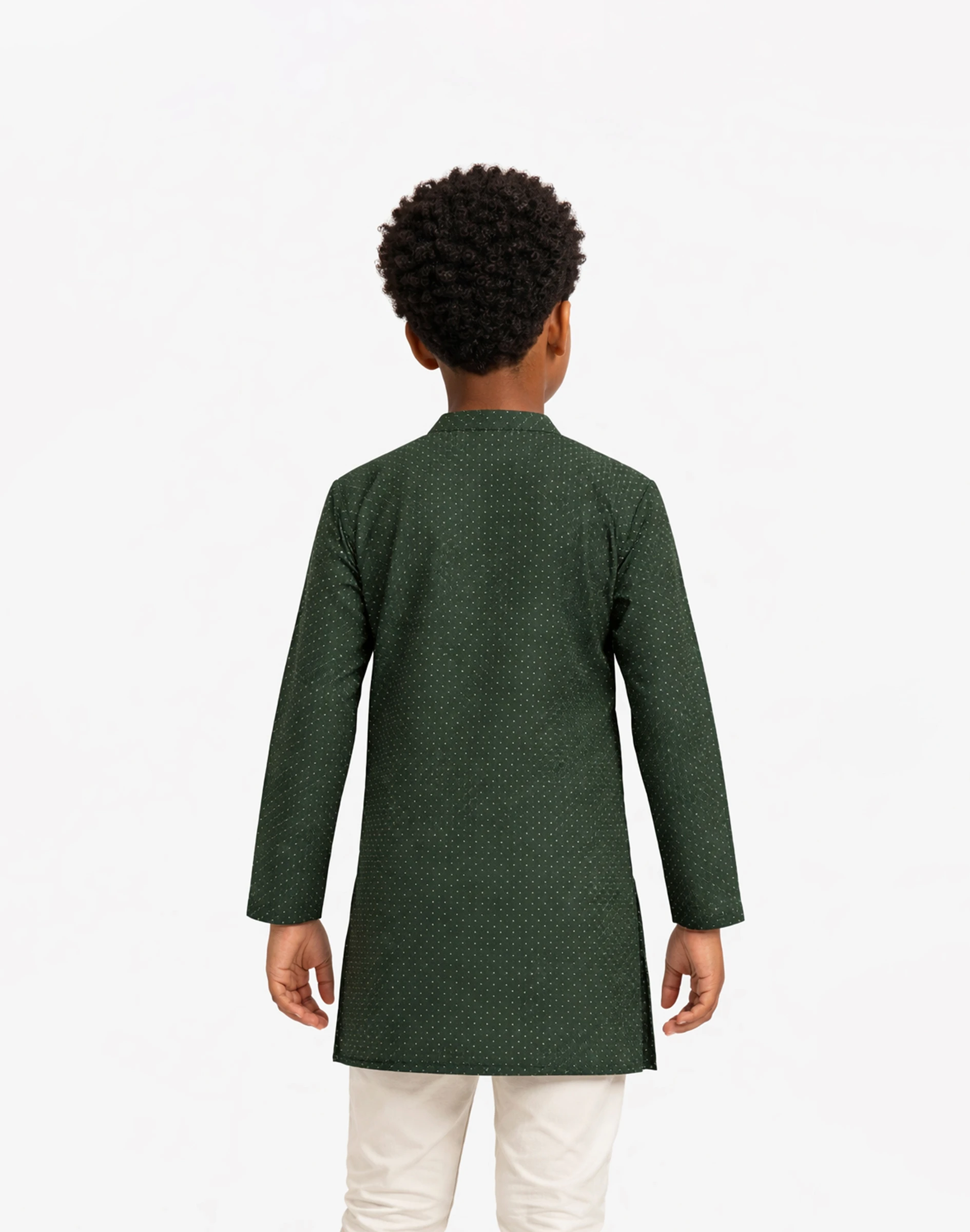 Maurya Vastra Kid’s Dark Green Brocade Kurta (2)
