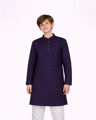 Maurya Vastra Kids Designer Silk Dark Blue Kurta
