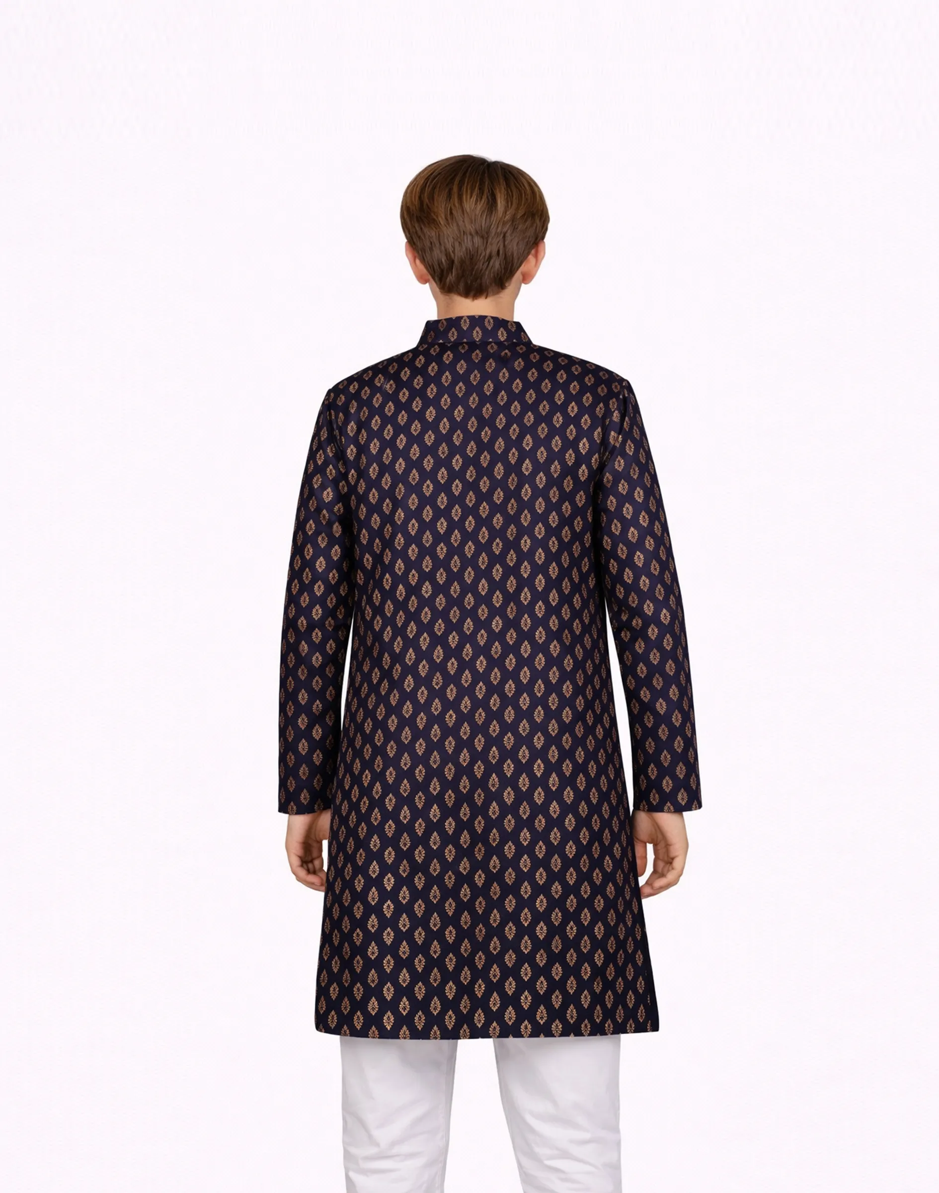 Maurya Vastra Kids Designer Silk Navy Blue Kurta (2)