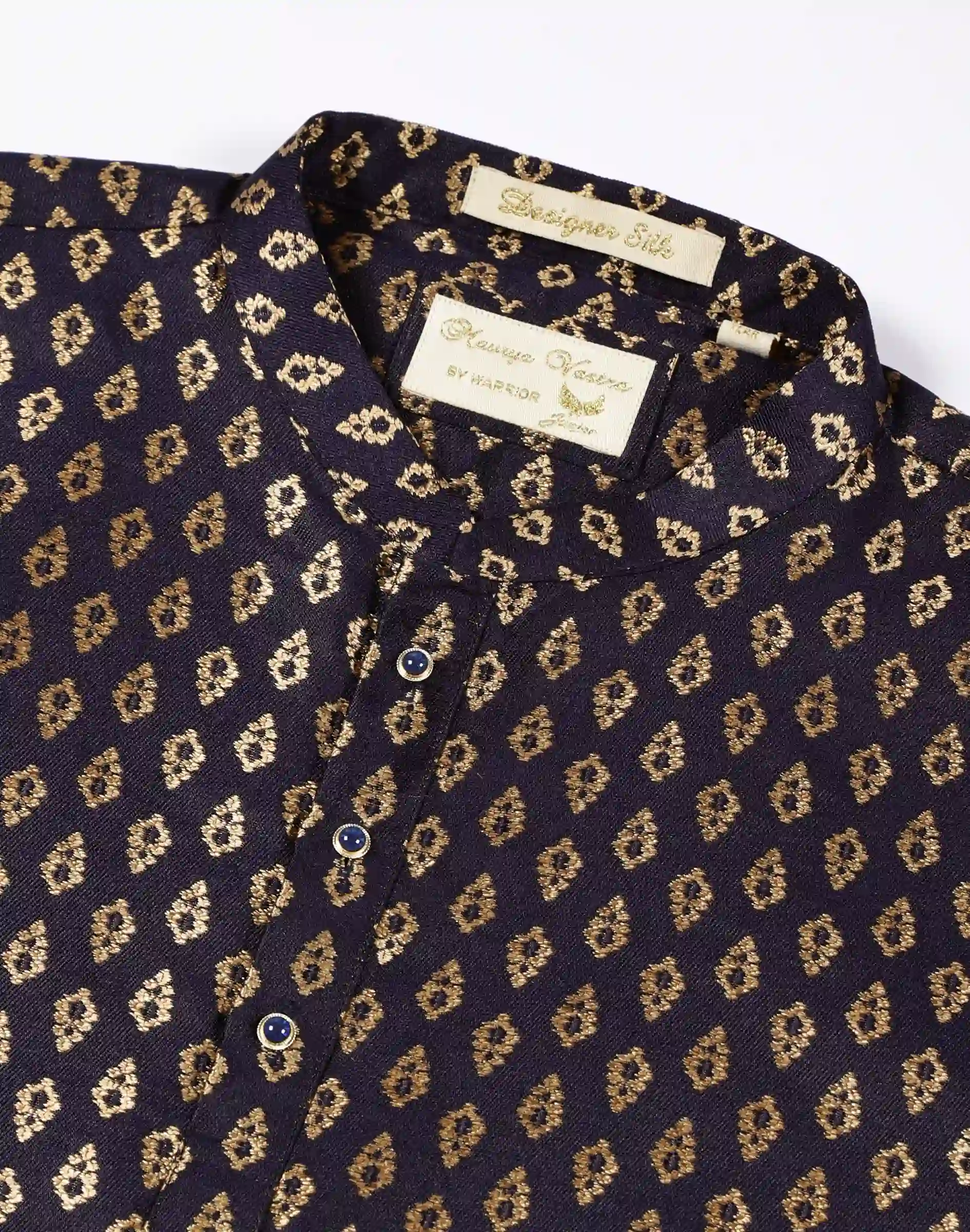 Maurya Vastra Kids Designer Silk Navy Blue Kurta (3)