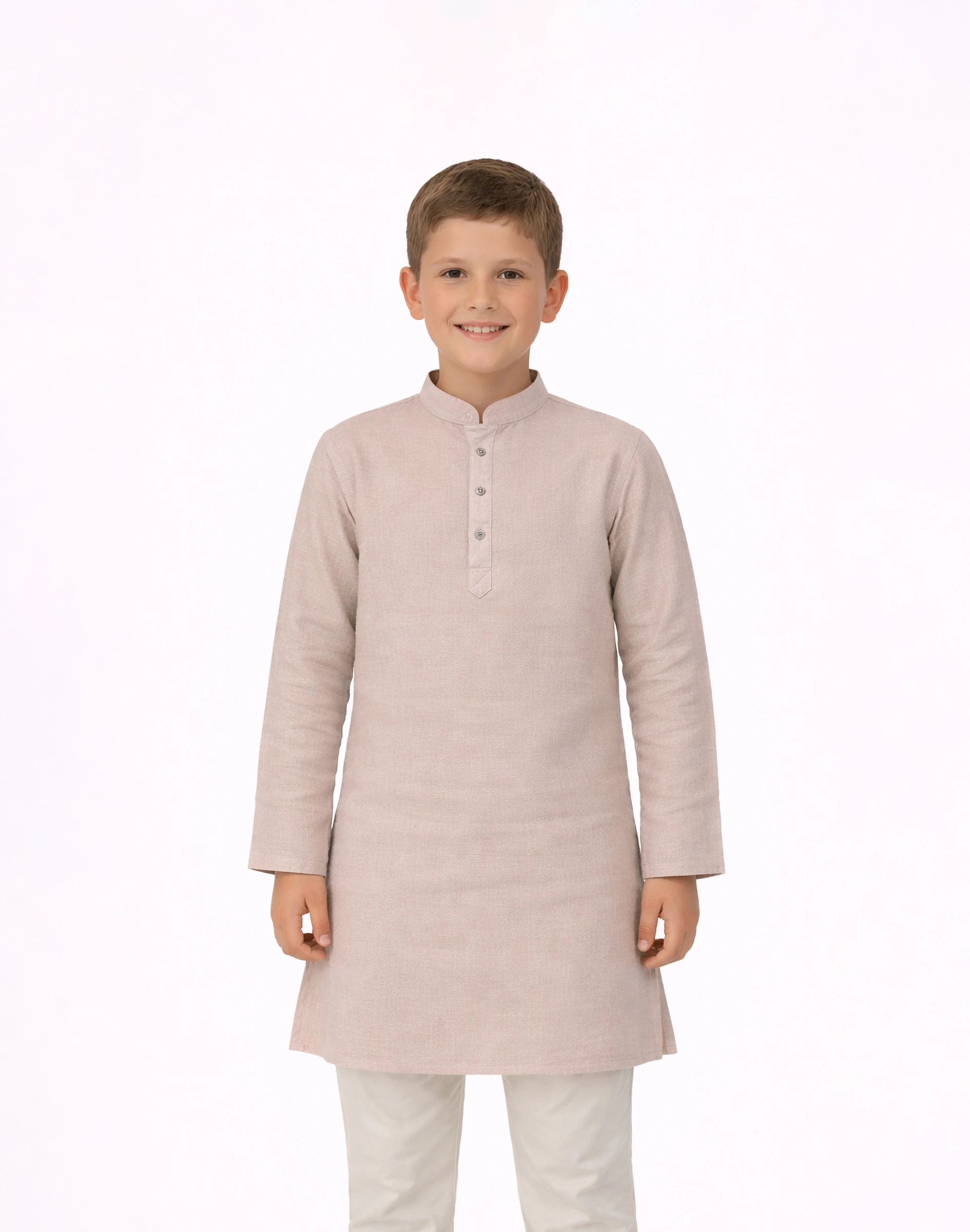Maurya Vastra Kid’s Dusty Rose Brocade Kurta (1)