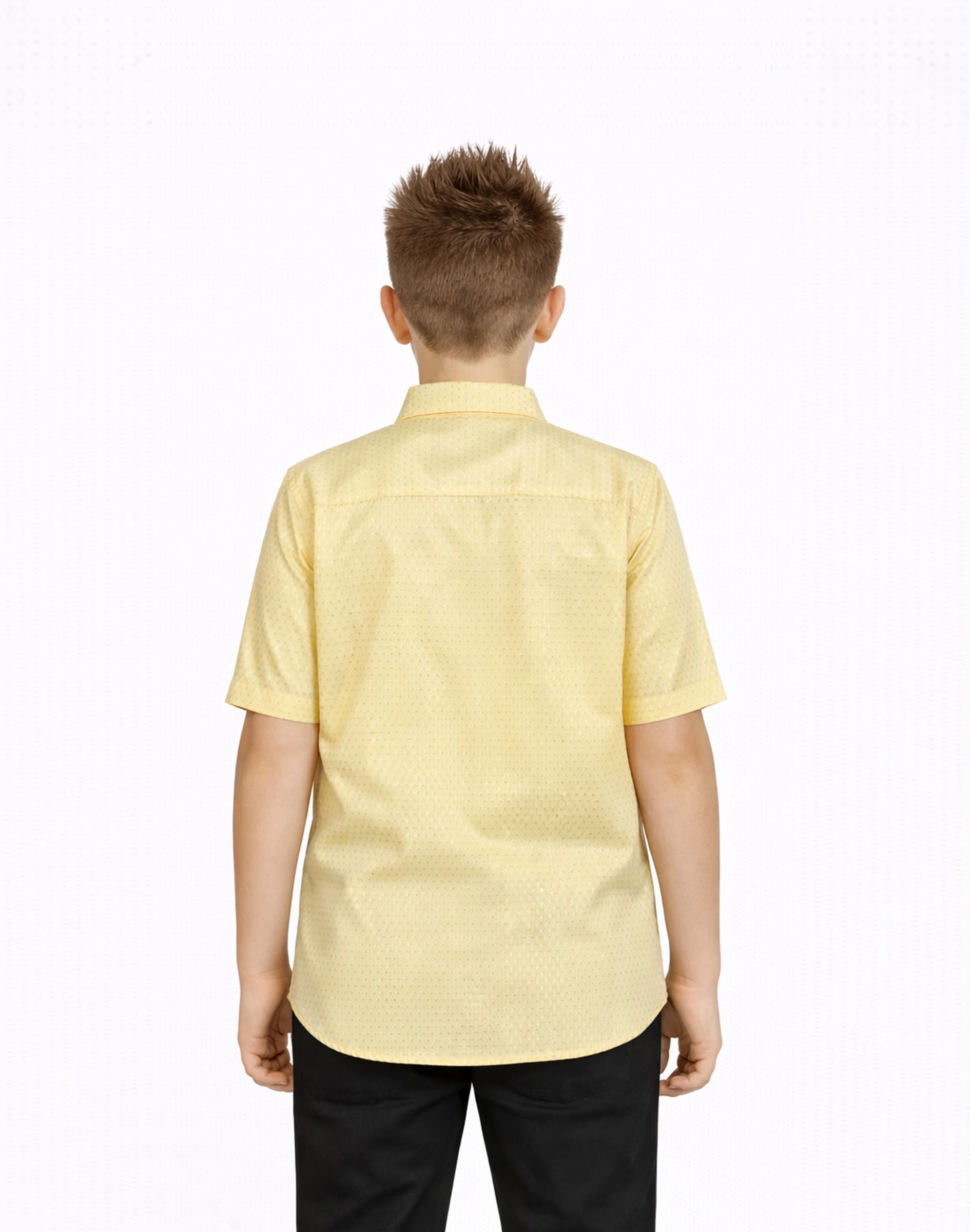 Maurya Vastra Kids Golden Yellow Designer Textured Silk Shirt (3)