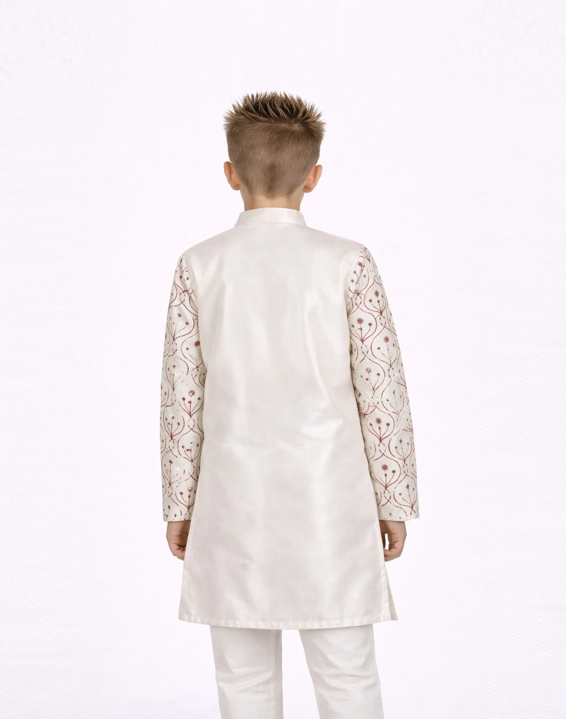 Maurya Vastra Kids Ivory Embroidered Festive Kurta (2)