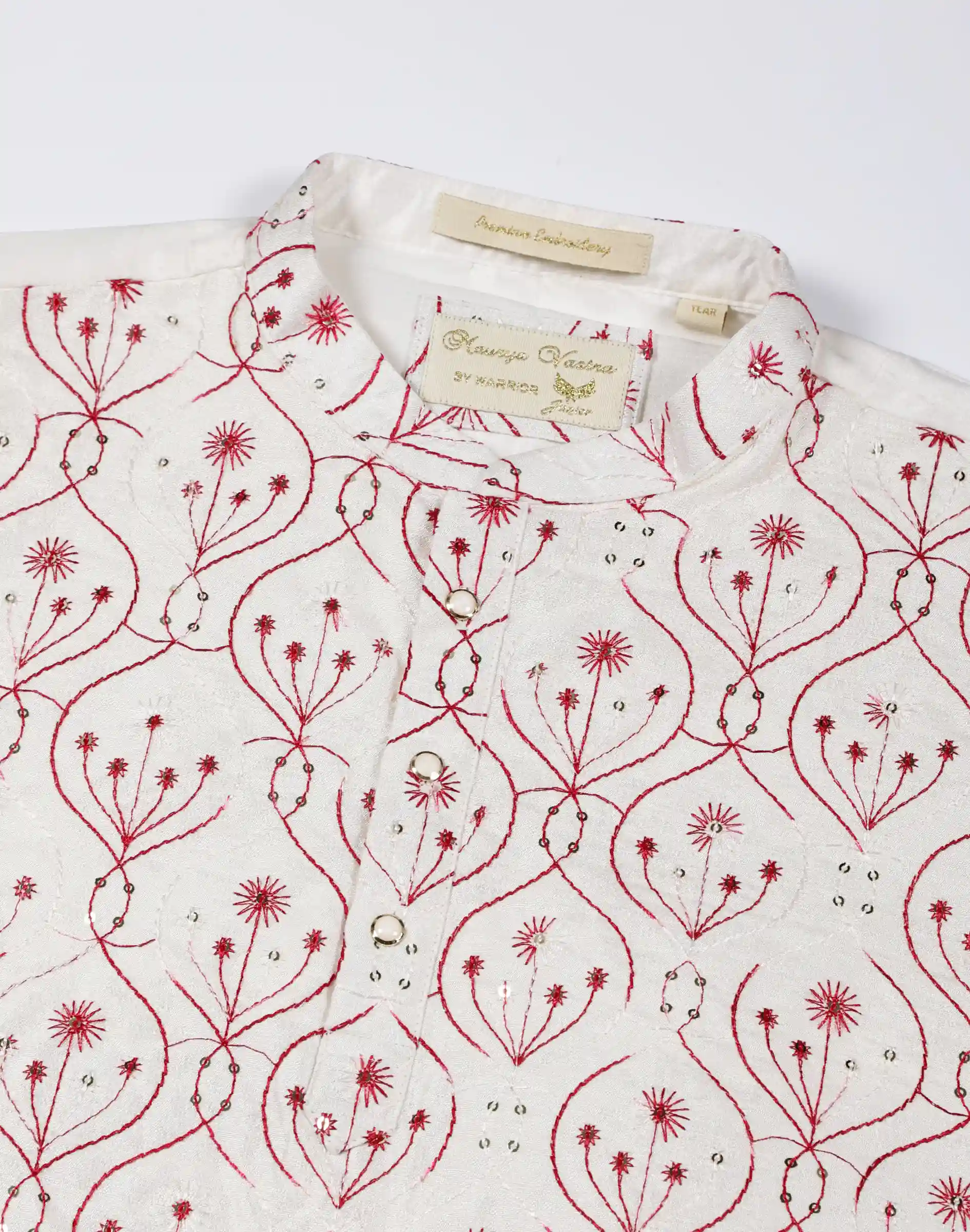 Maurya Vastra Kids Ivory Embroidered Festive Kurta (3)