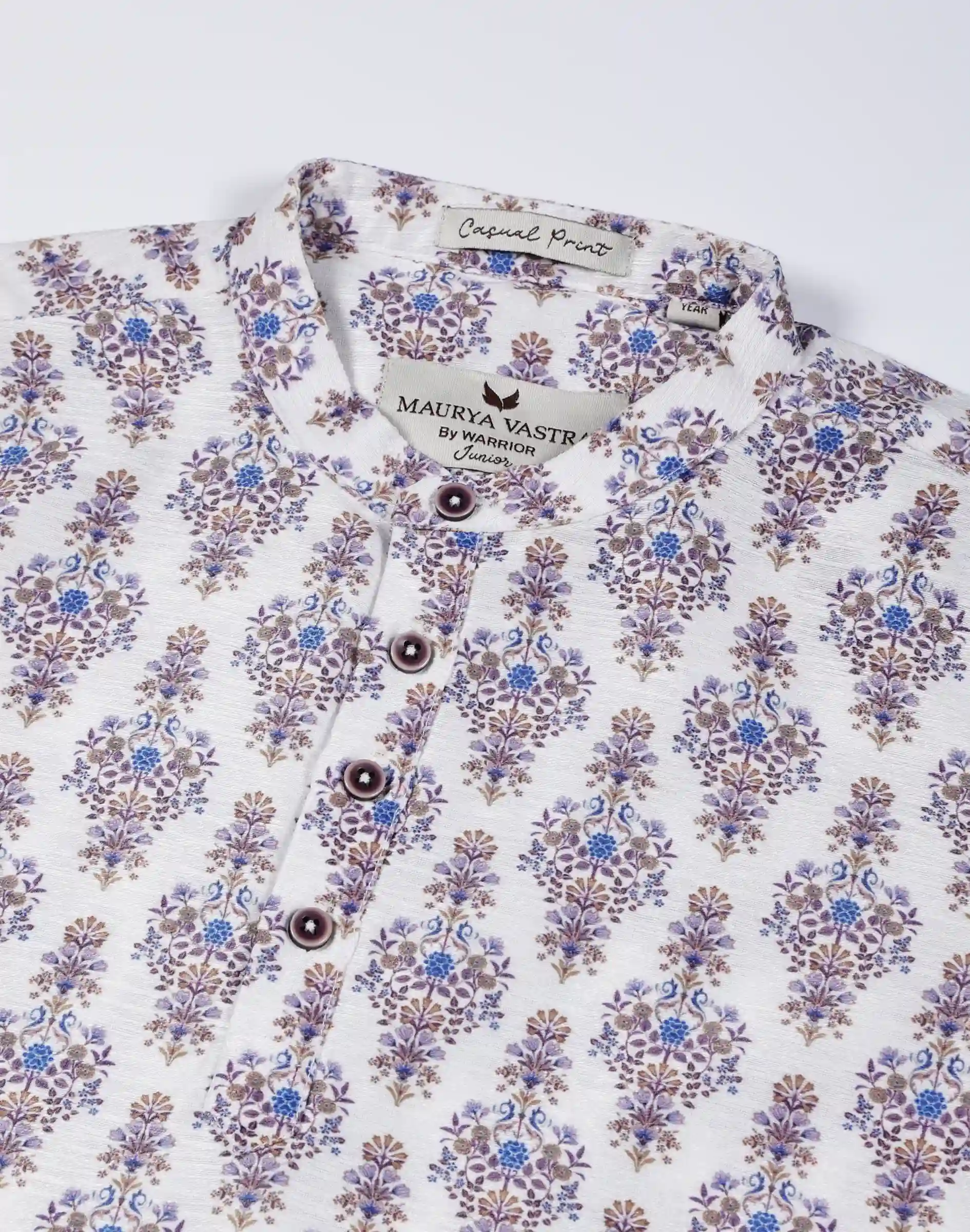 Maurya Vastra Kids Ivory Floral Printed Festive Kurta (3)