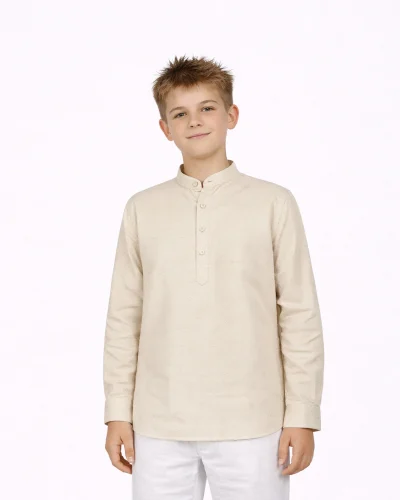 Maurya Vastra  Kids Ivory Textured Classic Festive Kurta
