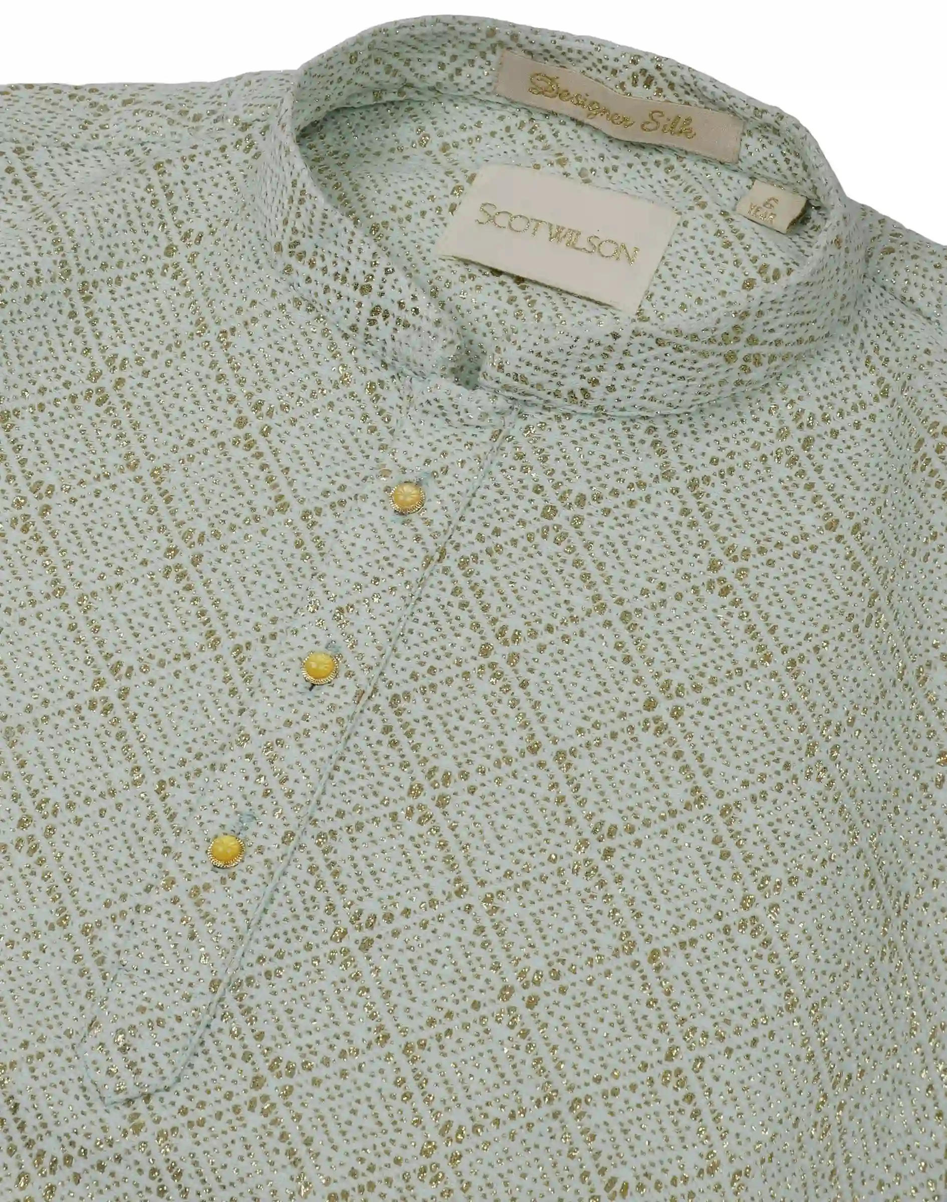 Maurya Vastra Kid’s Light Mint Green Brocade Kurta (3)