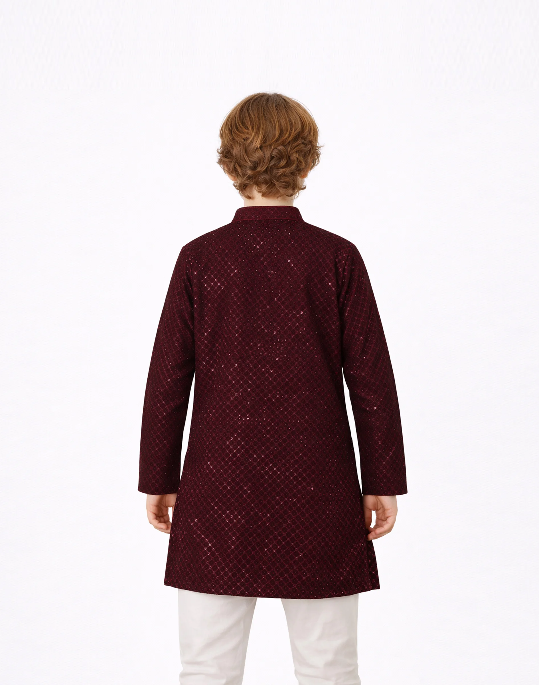 Maurya Vastra Kids Maroon Chikankari Festive Kurta (2)