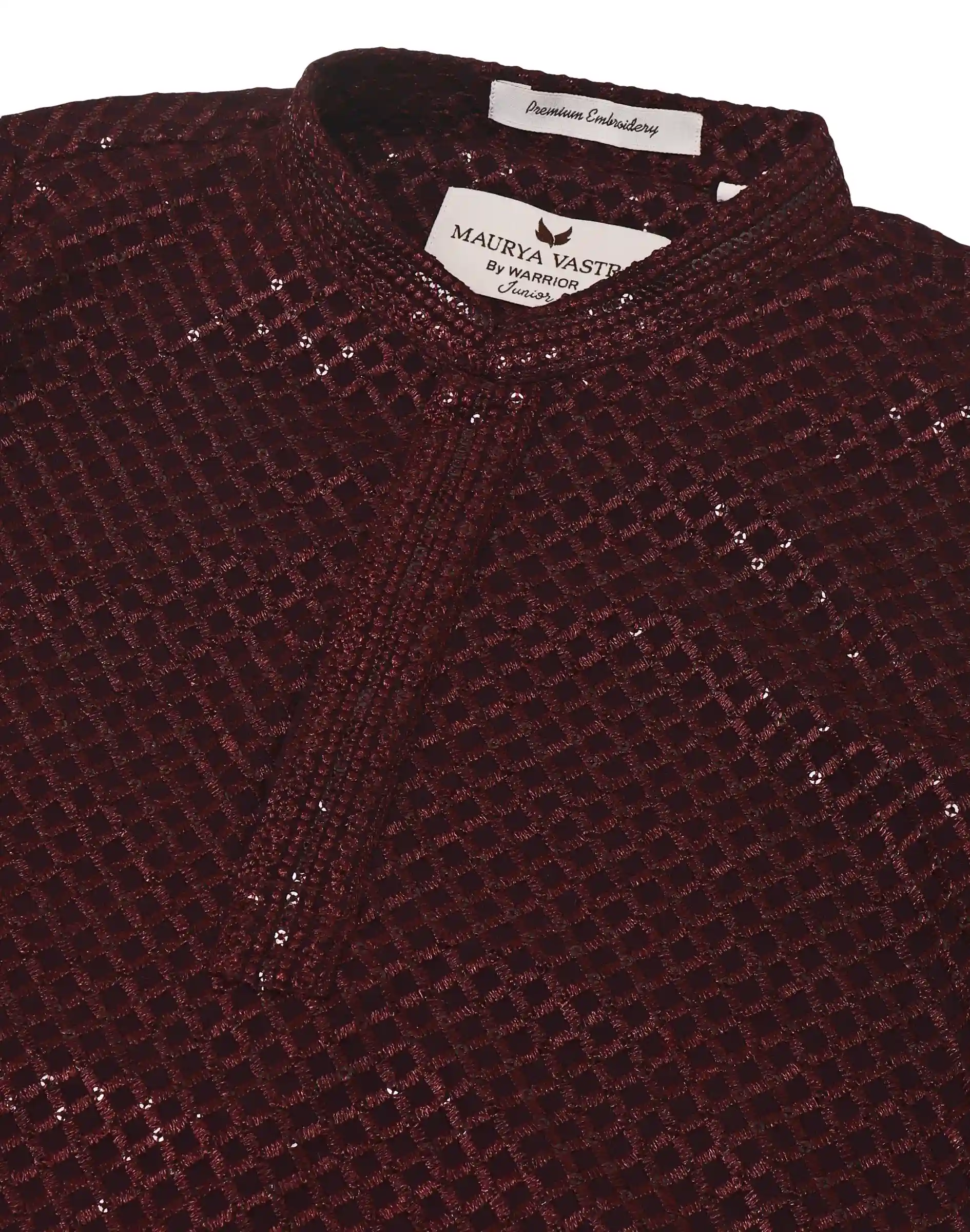 Maurya Vastra Kids Maroon Chikankari Festive Kurta (3)