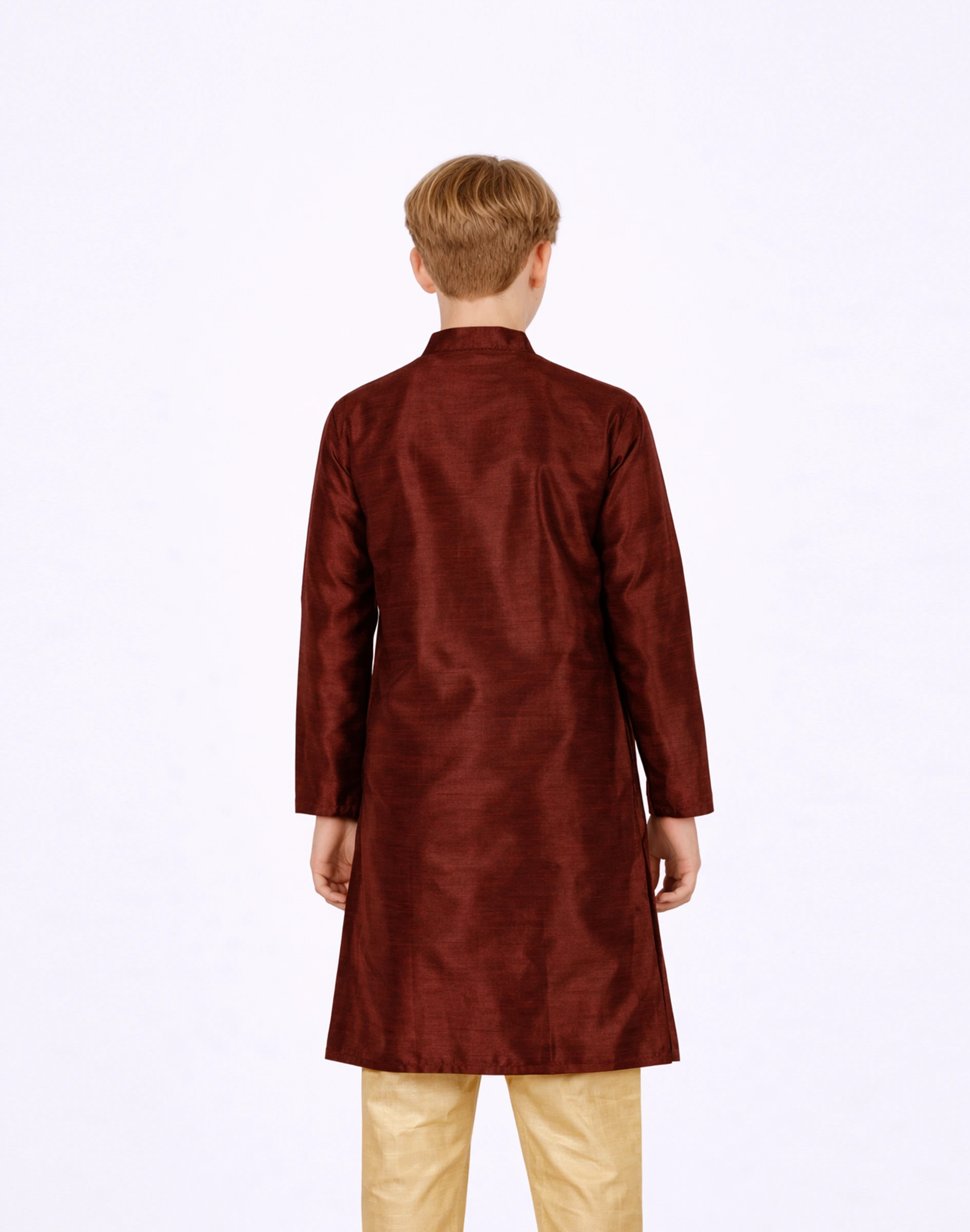 Maurya Vastra Kids Maroon Embroidered Festive Kurta (2)
