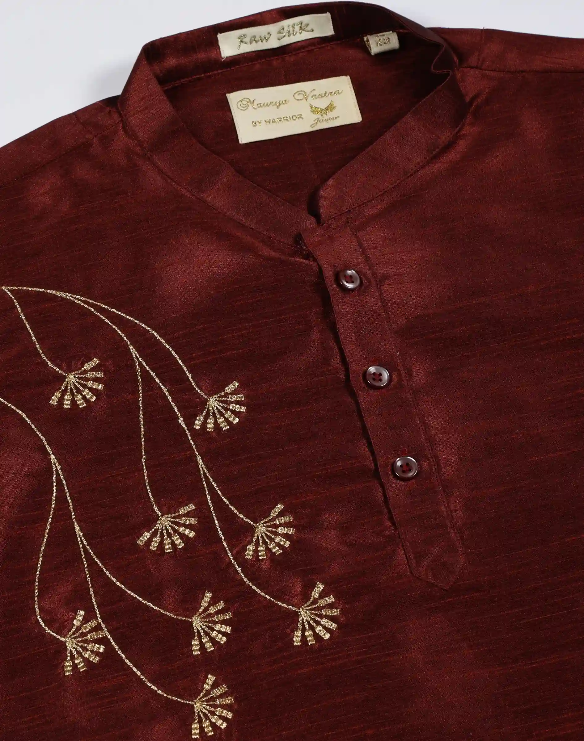 Maurya Vastra Kids Maroon Embroidered Festive Kurta (3)
