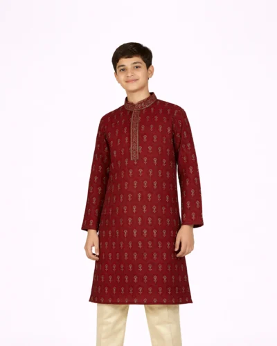 Maurya Vastra  Kids Maroon Premium Sequin Festive Kurta