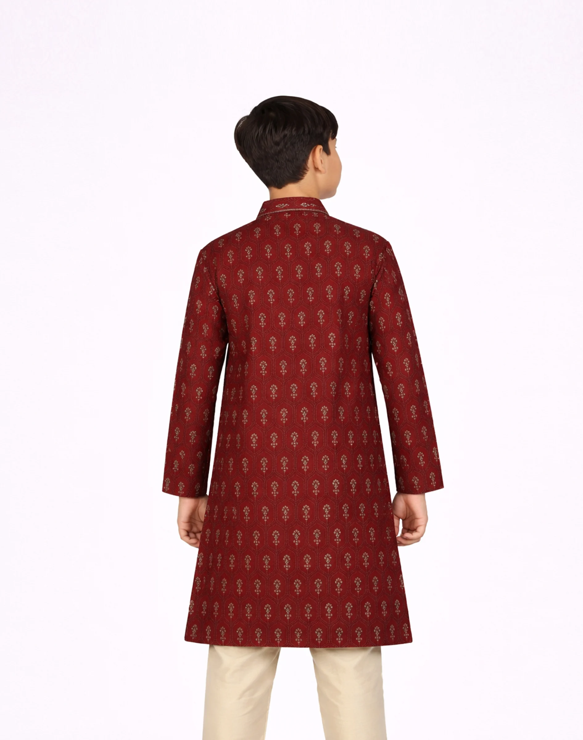 Maurya Vastra Kids Maroon Premium Sequin Festive Kurta (2)