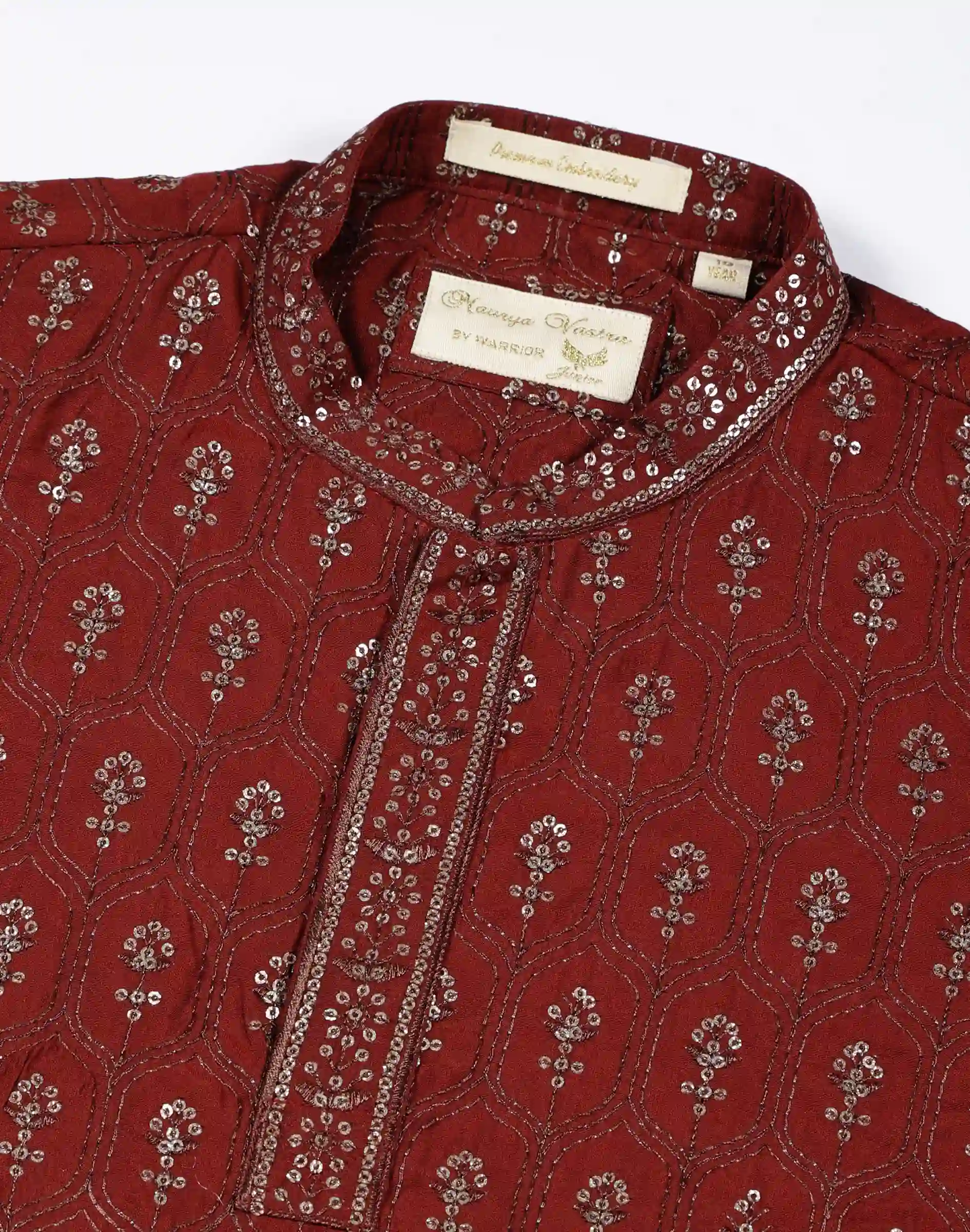 Maurya Vastra Kids Maroon Premium Sequin Festive Kurta (3)