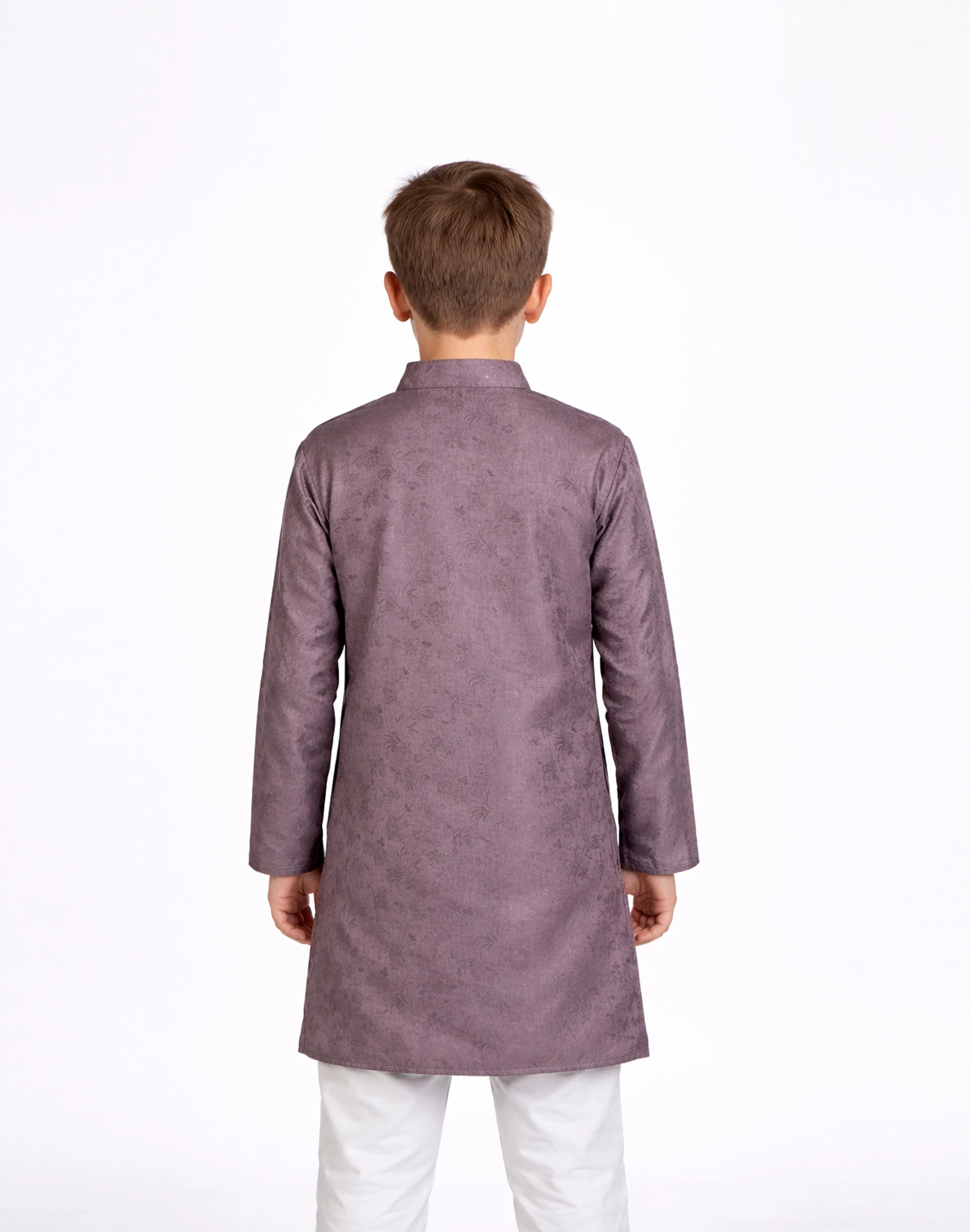 Maurya Vastra Kids Mauve Designer Silk Floral Brocade Kurta (2)