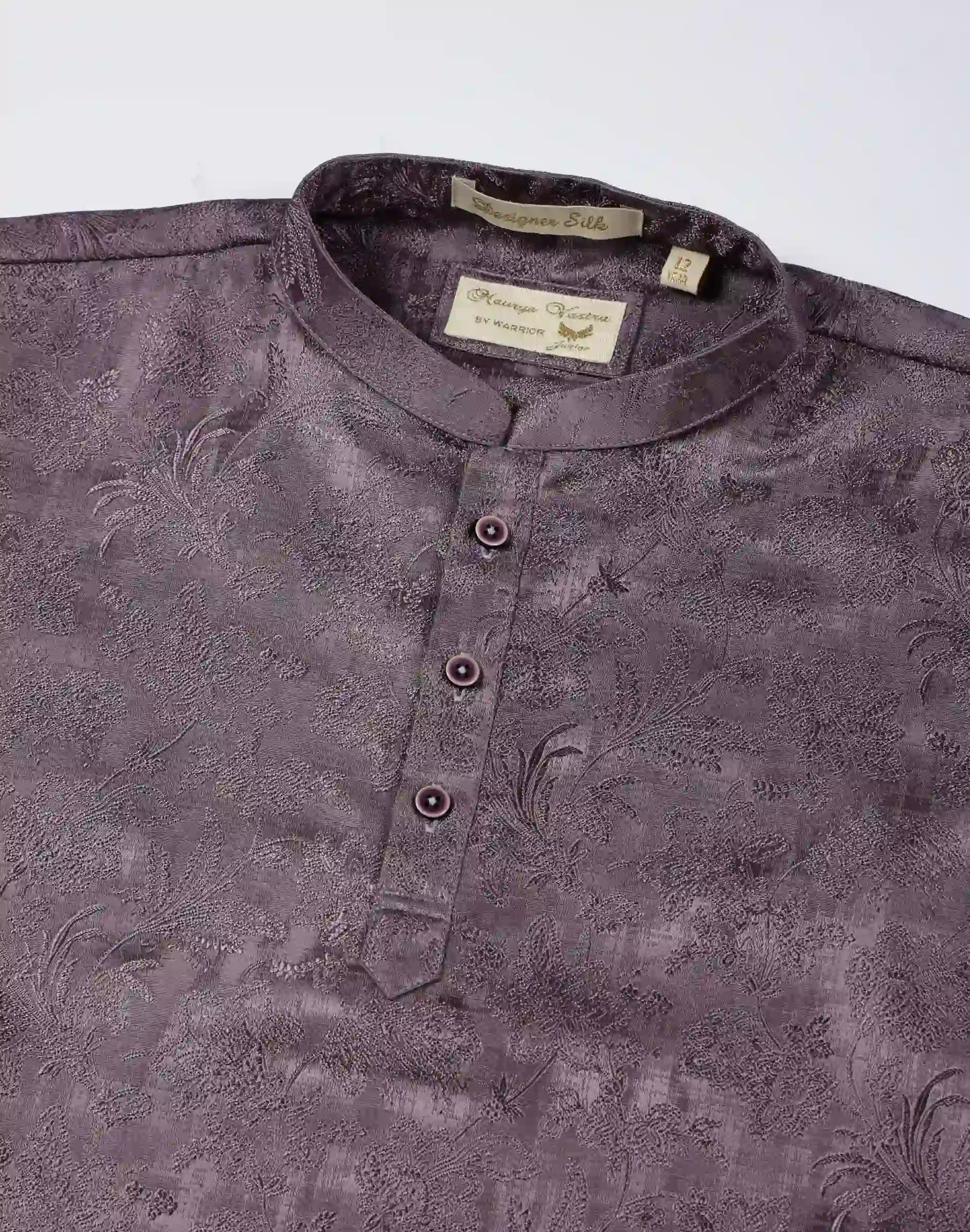 Maurya Vastra Kids Mauve Designer Silk Floral Brocade Kurta (3)