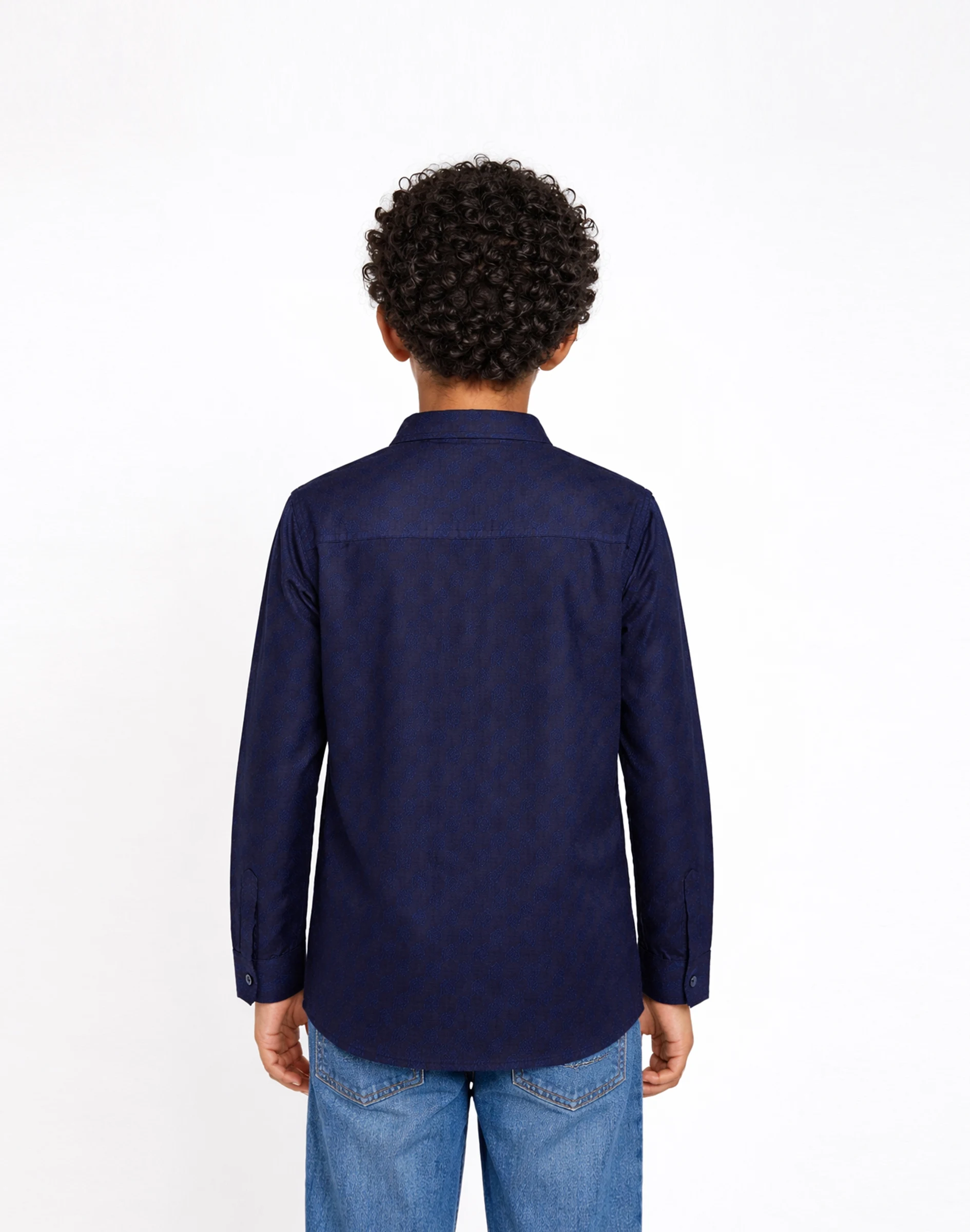 Maurya Vastra Kids Navy Blue Designer Silk Brocade Kurta (3)