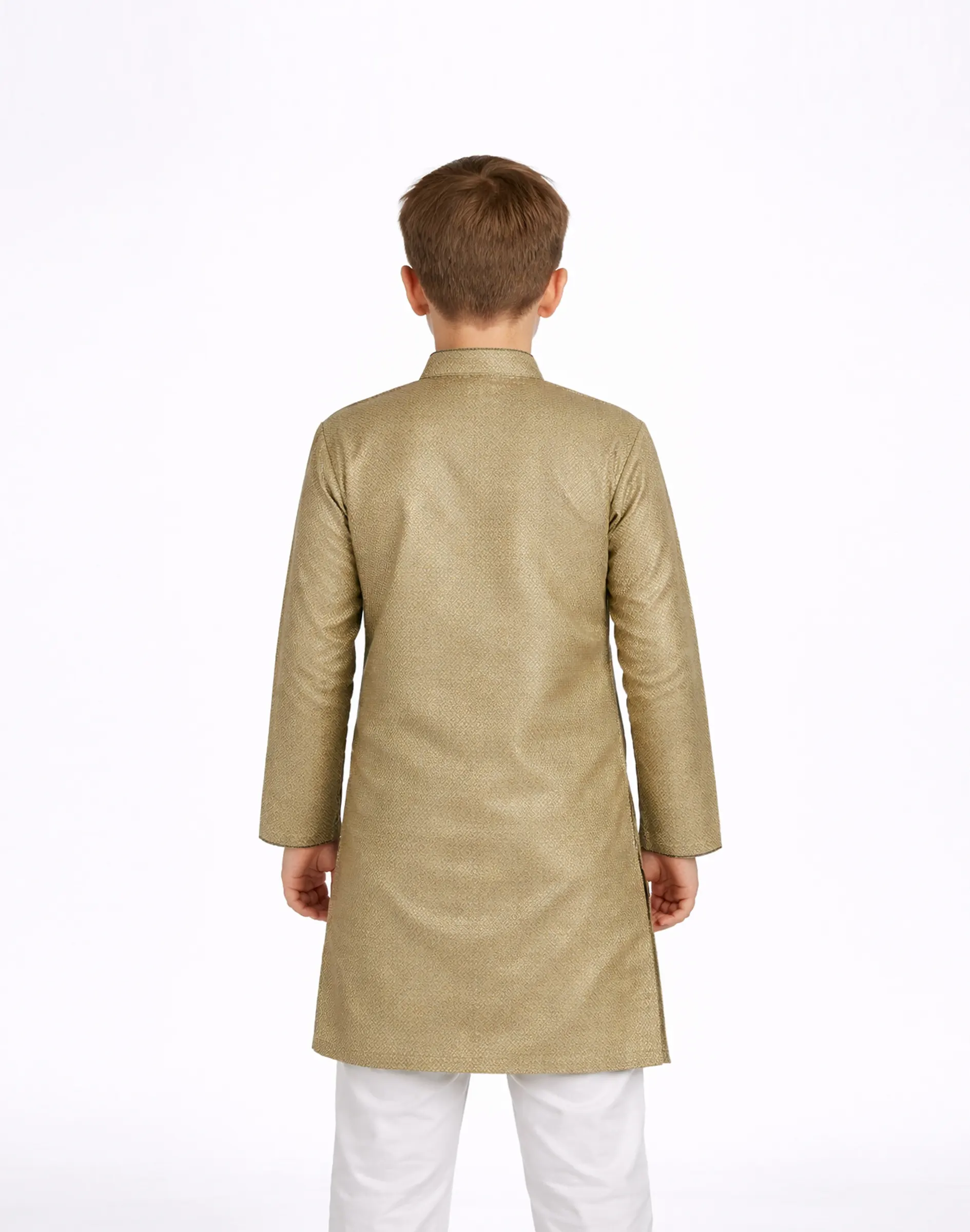 Maurya Vastra Kids Pista Green Designer Silk Textured Kurta (3)