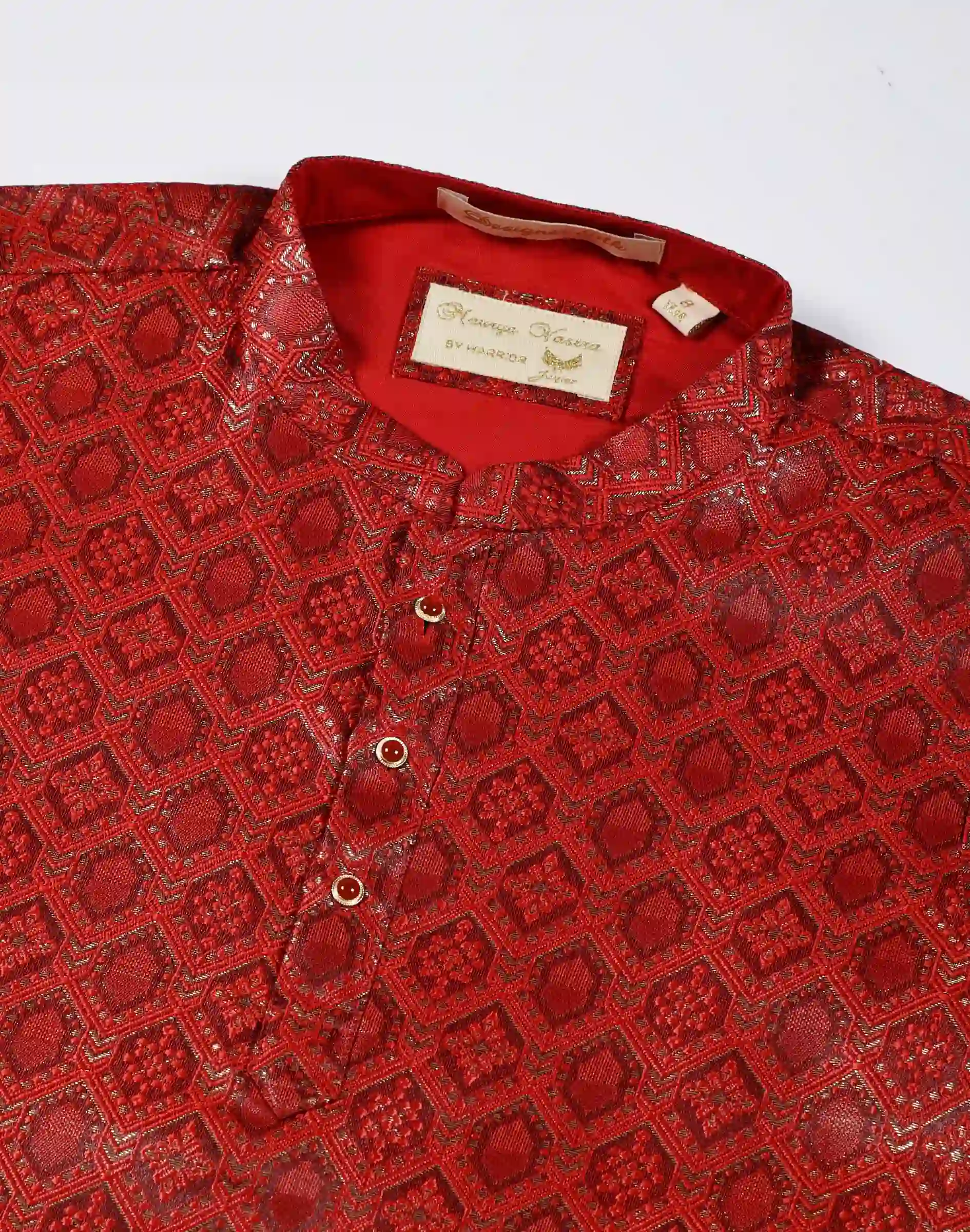 Maurya Vastra Kids Regal Red Woven Festive Kurta (1)