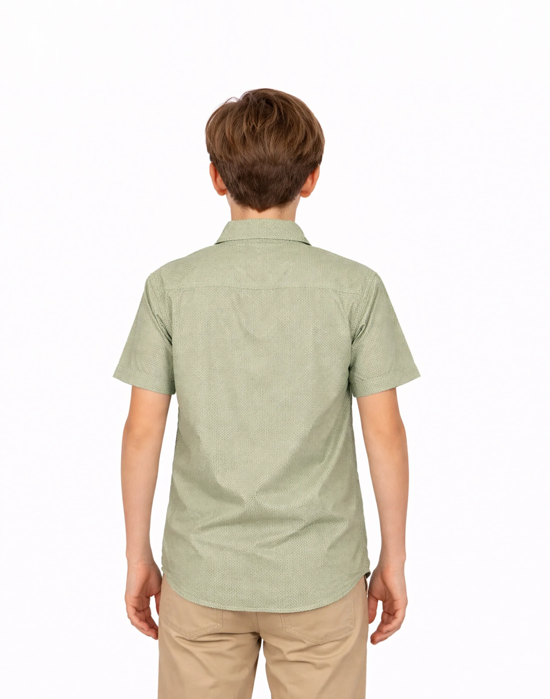 Maurya Vastra Kids Sage Green Brocade Half Sleeve Shirt (2)