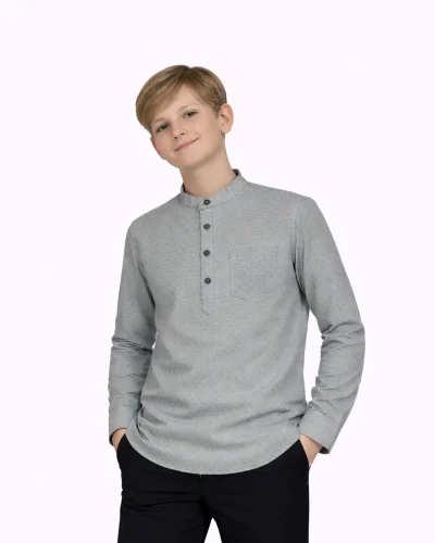 Maurya Vastra Kids Silver Grey Textured Festive Kurta