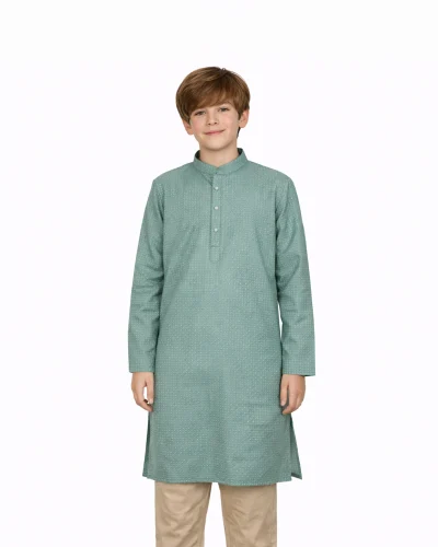 Maurya Vastra  Kids Teal Green Textured Festive Kurta