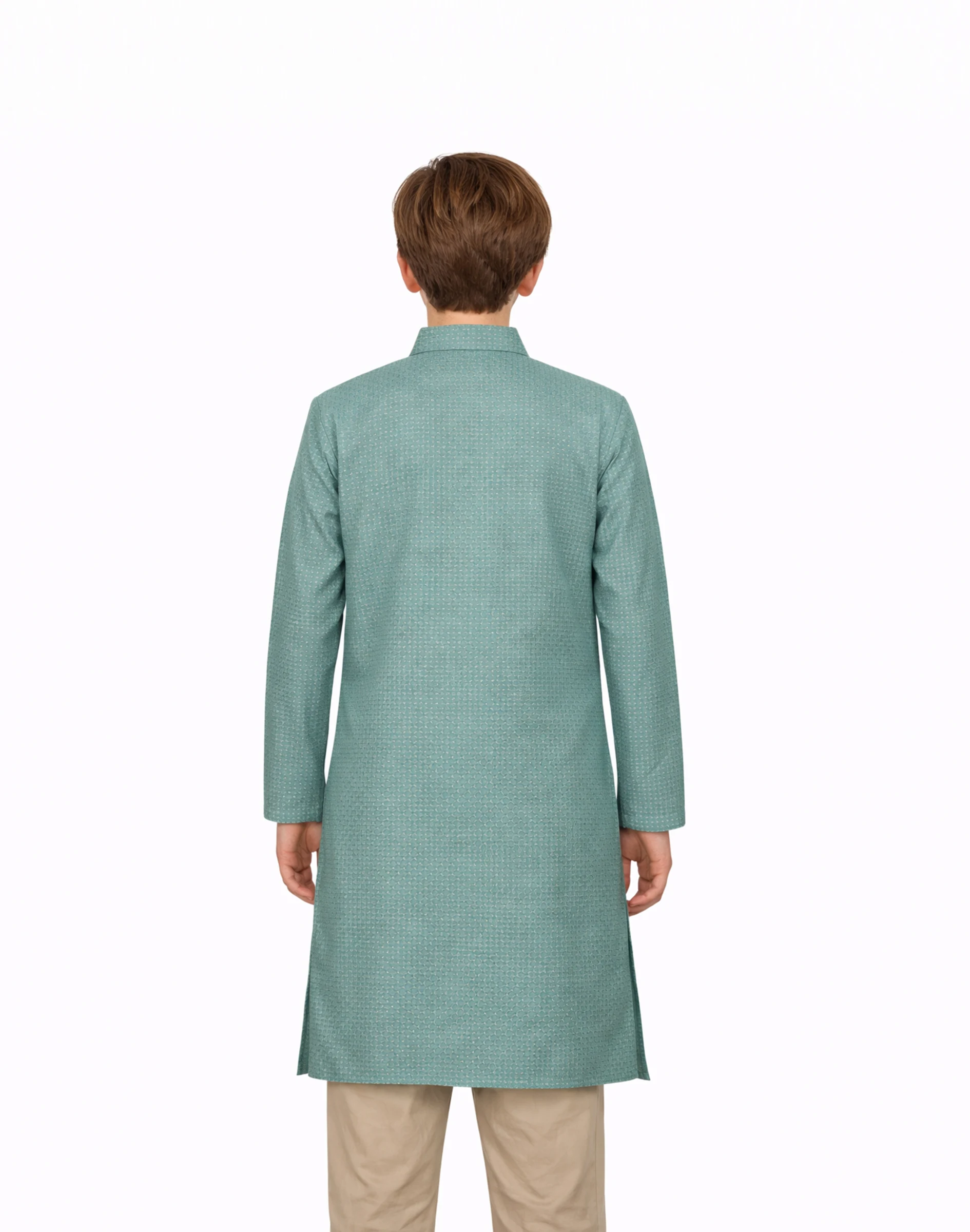Maurya Vastra Kids Teal Green Textured Festive Kurta (2)