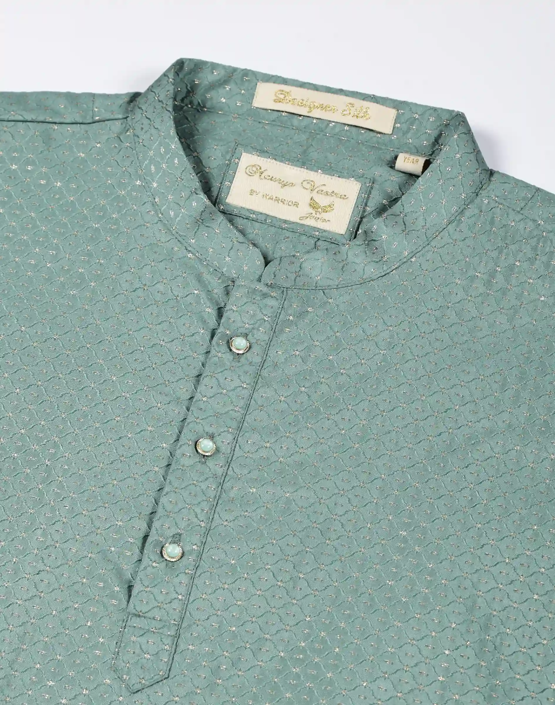 Maurya Vastra Kids Teal Green Textured Festive Kurta (3)