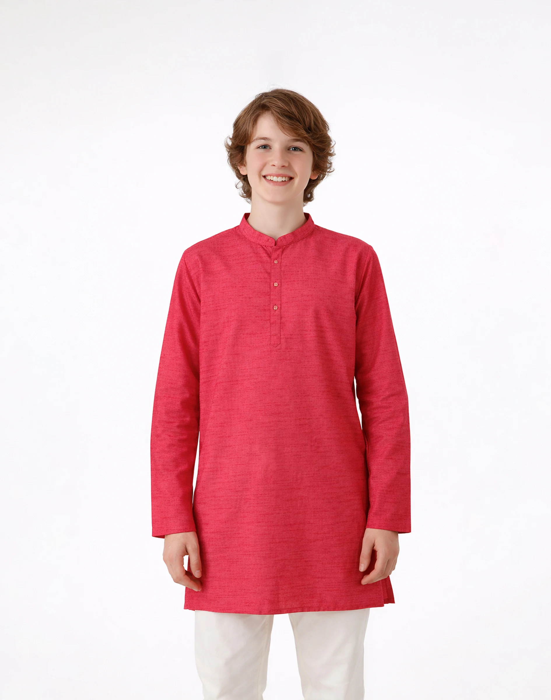 Maurya Vastra Light Pink Textured Kids Kurta (1)
