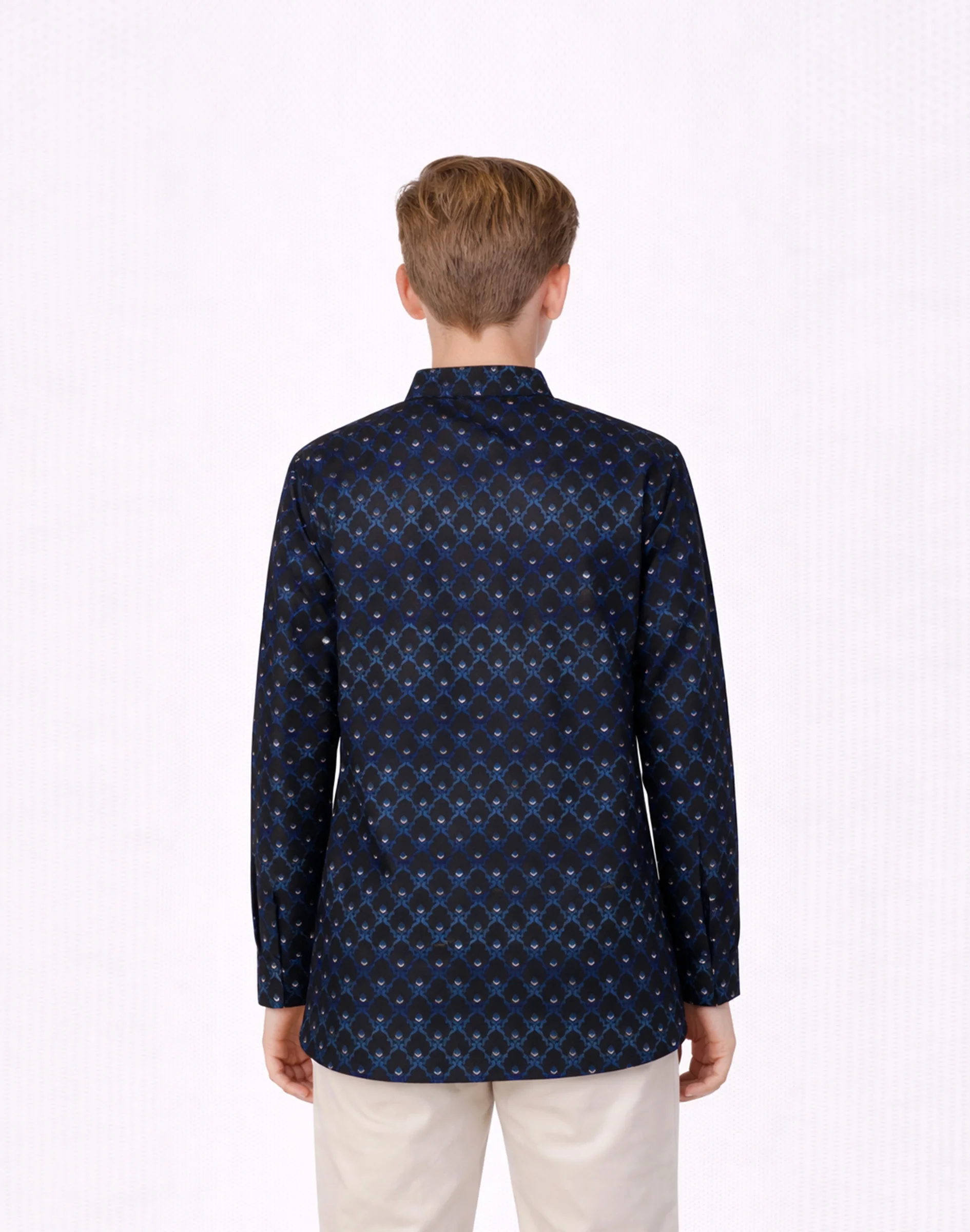 Maurya Vastra Midnight Blue Brocade Kurta (2)