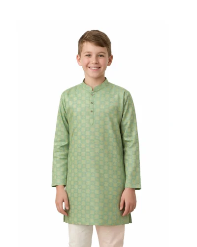 Maurya Vastra Mint Green Brocade Kids Kurta