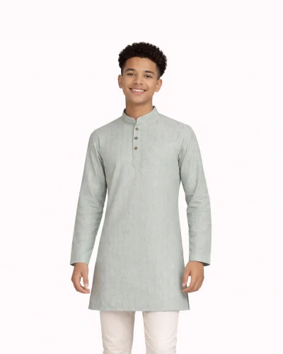 Maurya Vastra Mint Grey Classic Kids Festive Kurta
