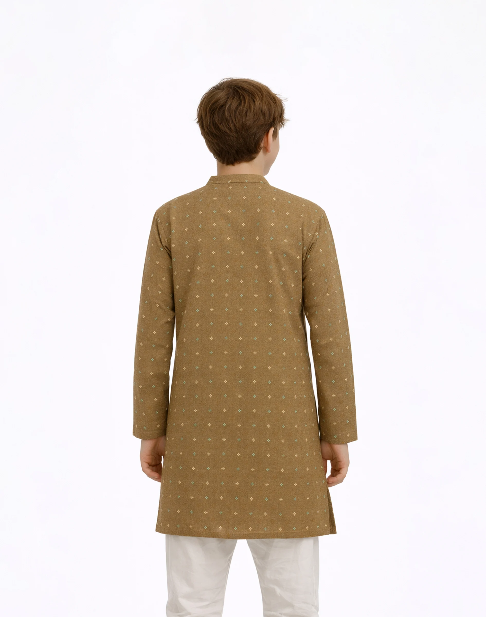 Maurya Vastra Mocha Brown Brocade Kids Kurta (2)