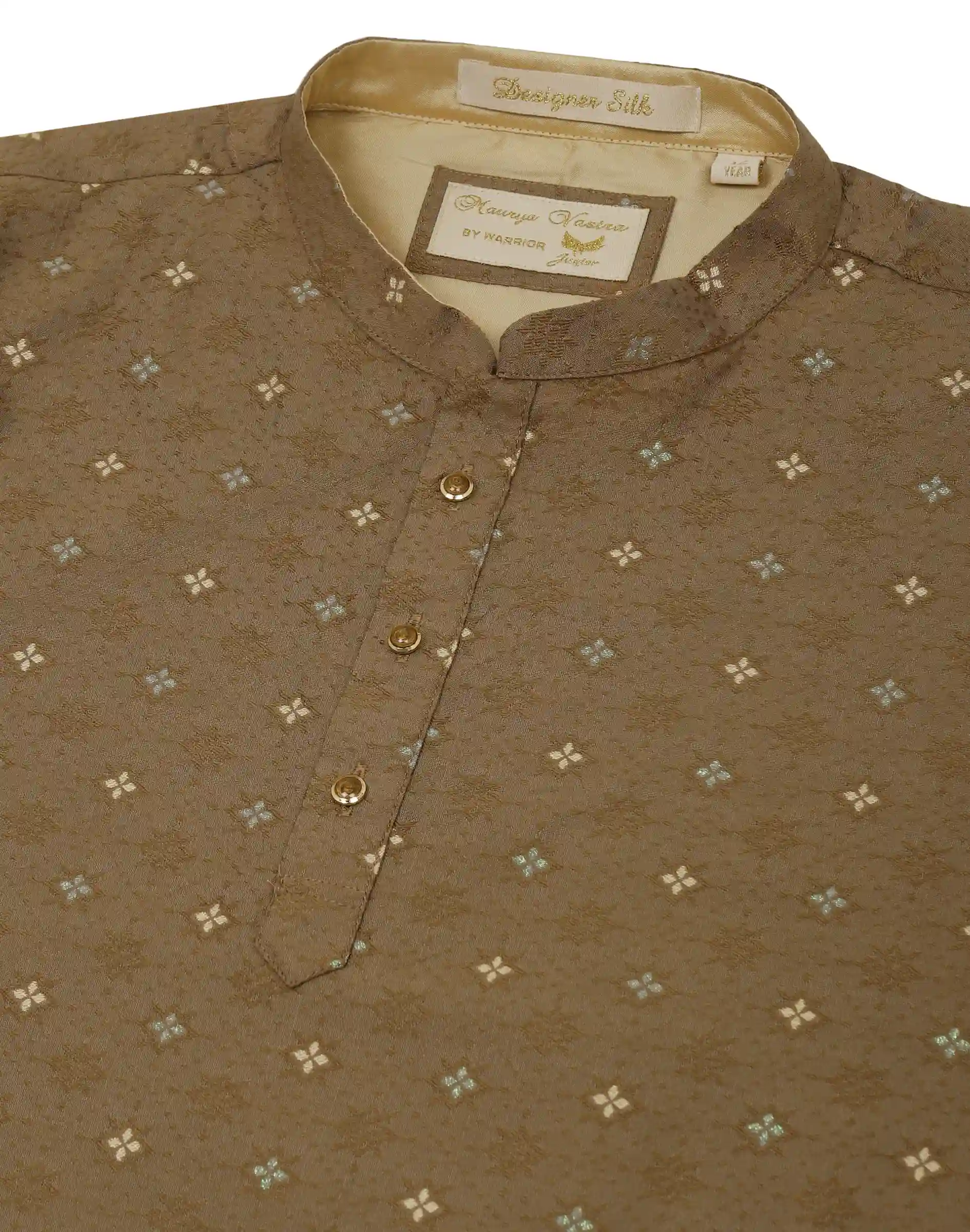 Maurya Vastra Mocha Brown Brocade Kids Kurta (3)