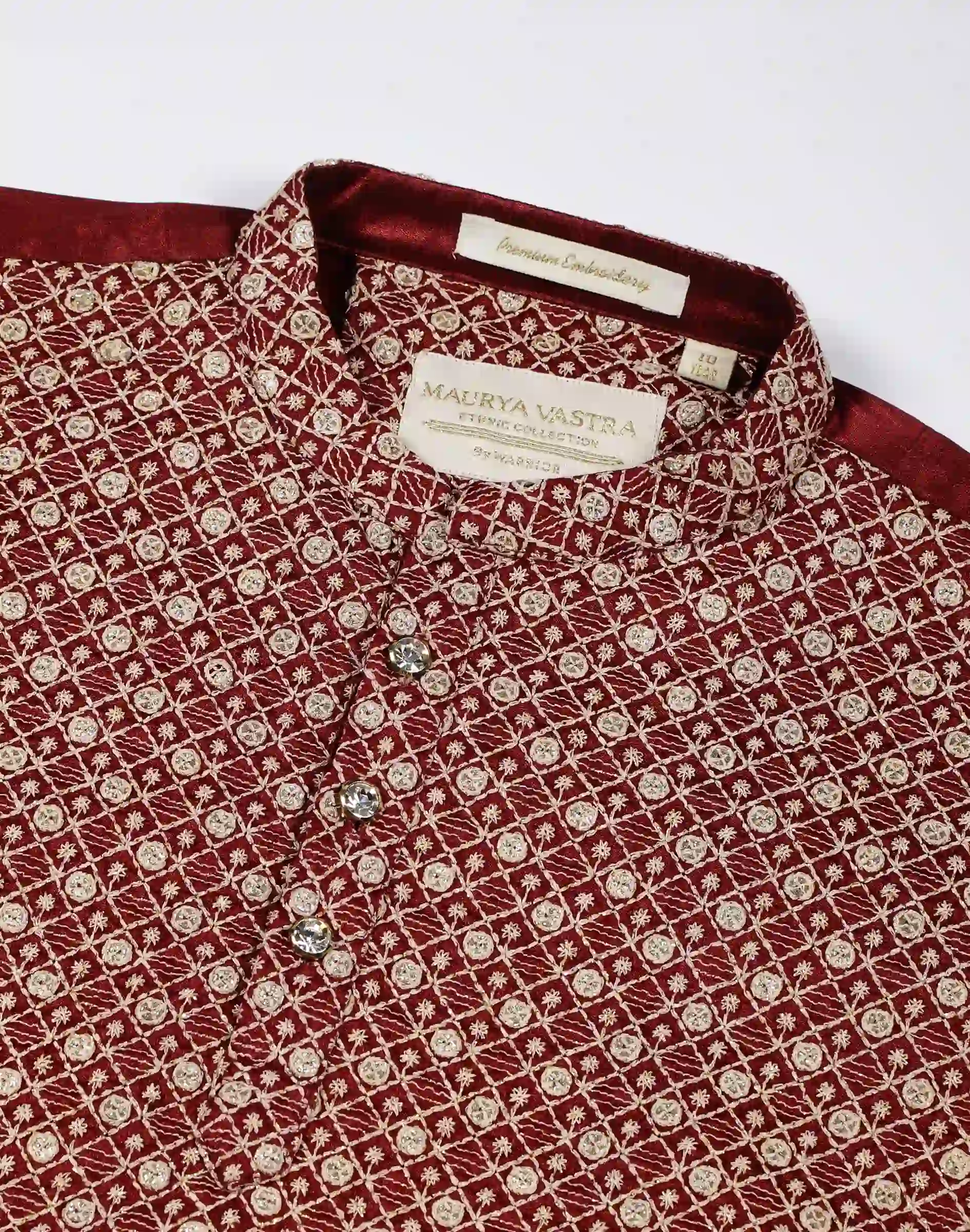 Maurya Vastra Premium Embroidery Maroon Festive Kurta (3)