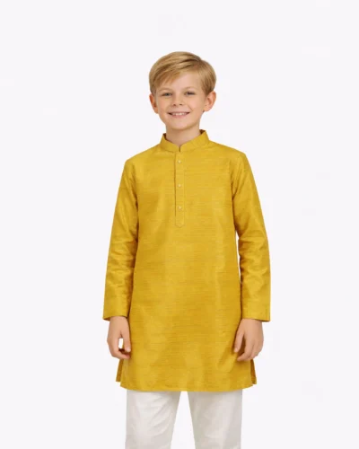 Maurya Vastra Raw Silk Mustard Gold Kurta
