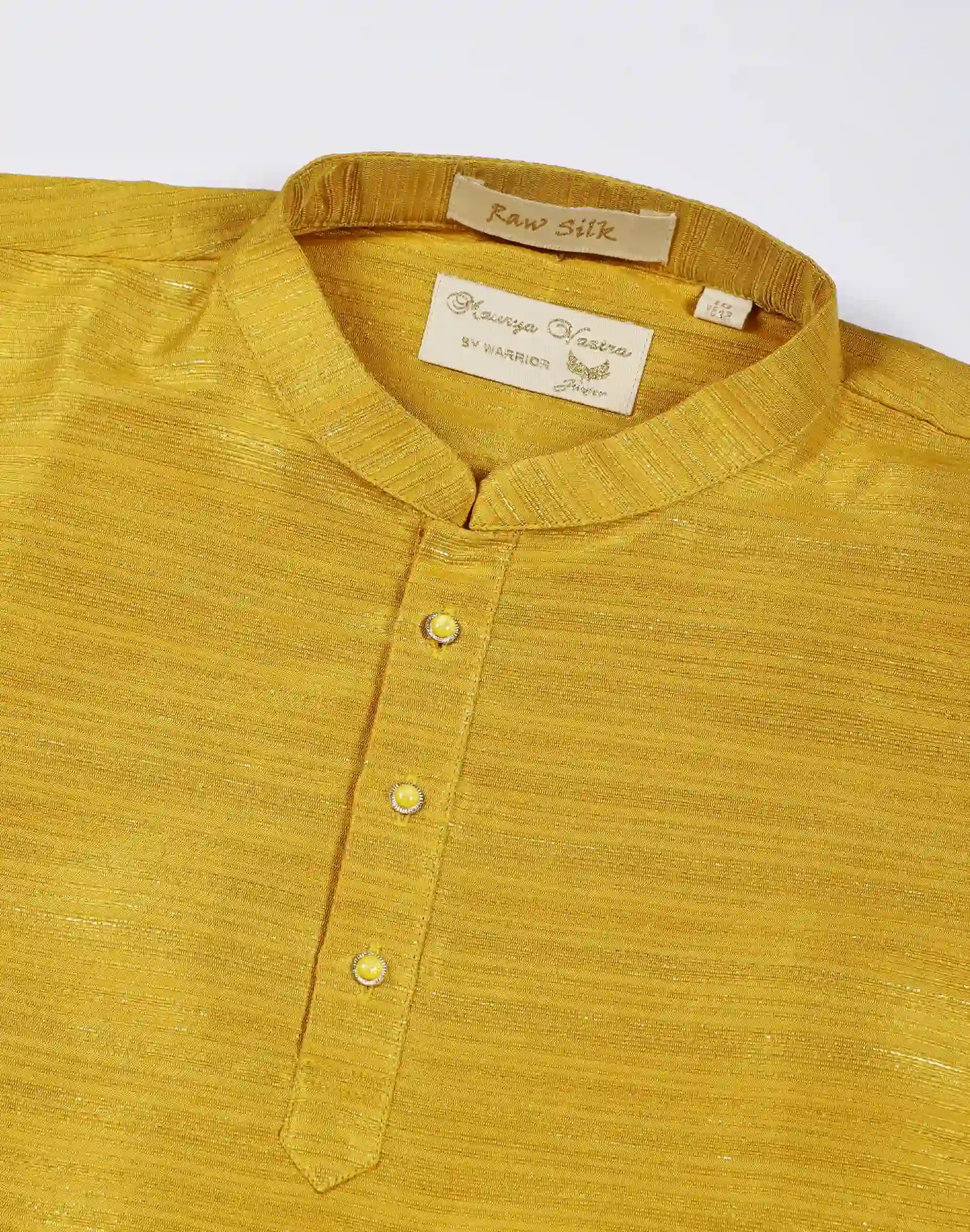 Maurya Vastra Raw Silk Mustard Gold Kurta (3)
