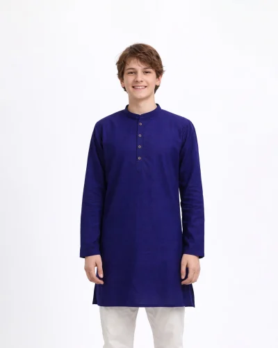 Maurya Vastra Royal Blue Brocade Kids Kurta