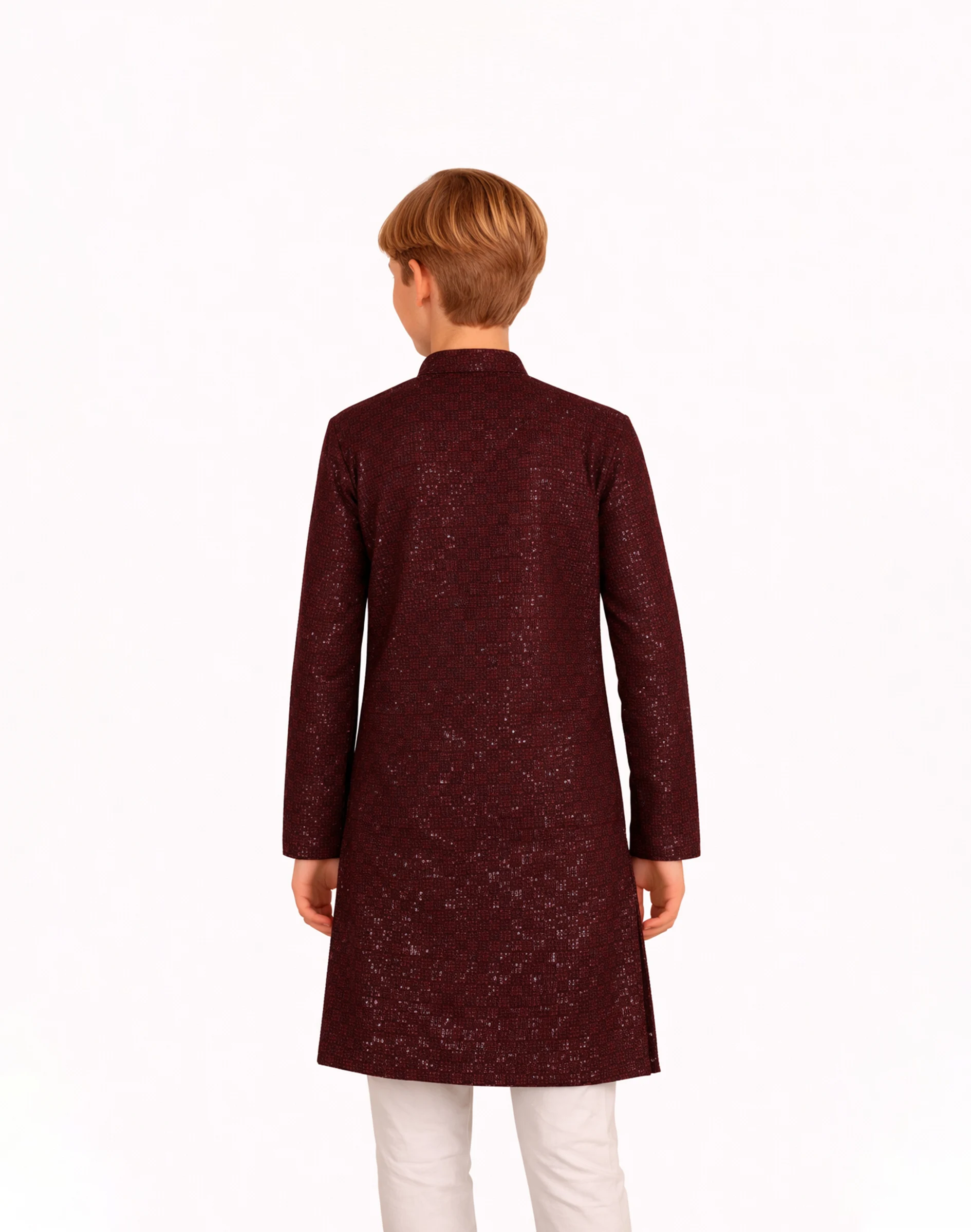 Maurya Vastra Royal Wine Chikankari Kids Kurta (2)