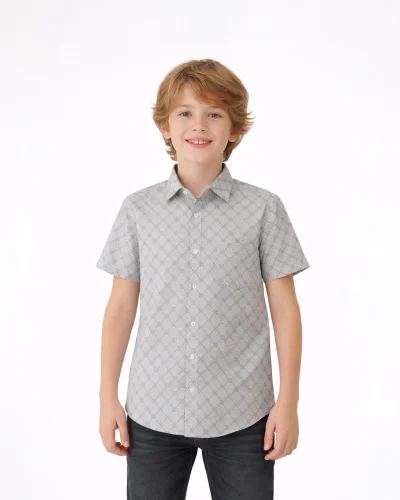 Maurya Vastra Silver Grey Jacquard Kids Shirt