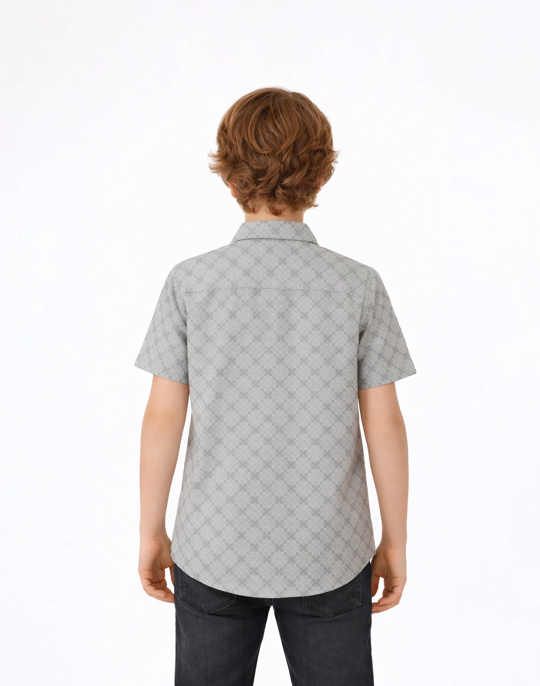 Maurya Vastra Silver Grey Jacquard Kids Shirt (2)
