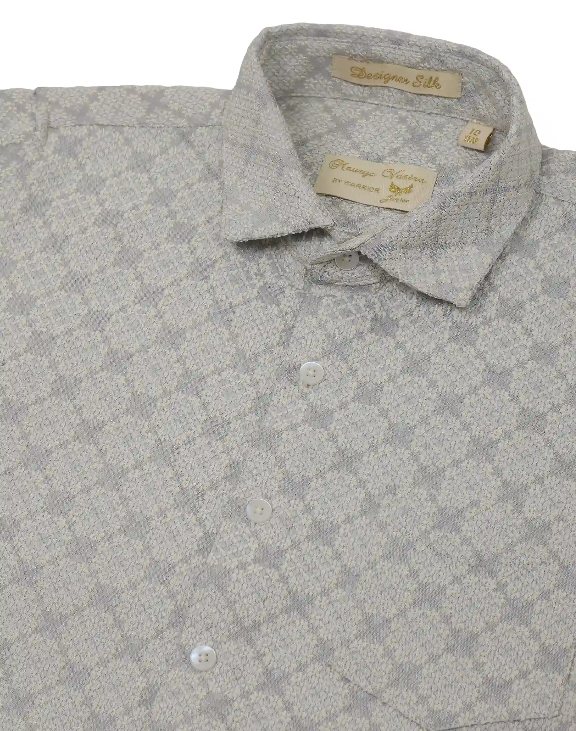Maurya Vastra Silver Grey Jacquard Kids Shirt (3)