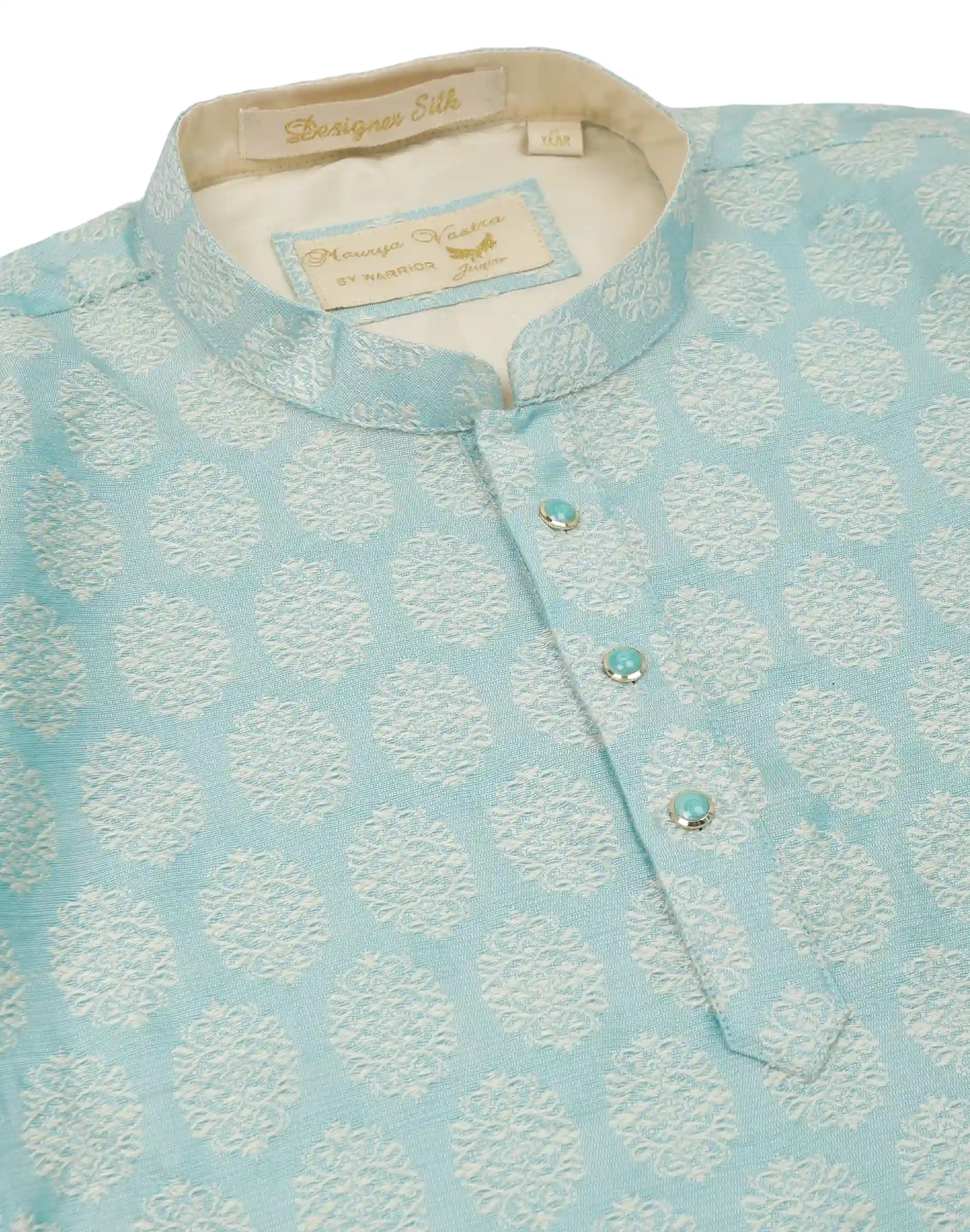 Maurya Vastra Sky Blue Brocade Kids Kurta (1)
