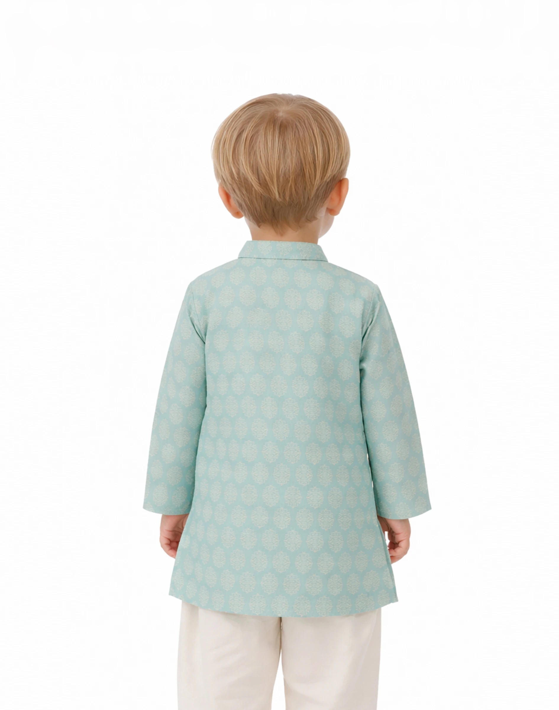 Maurya Vastra Sky Blue Brocade Kids Kurta (3)