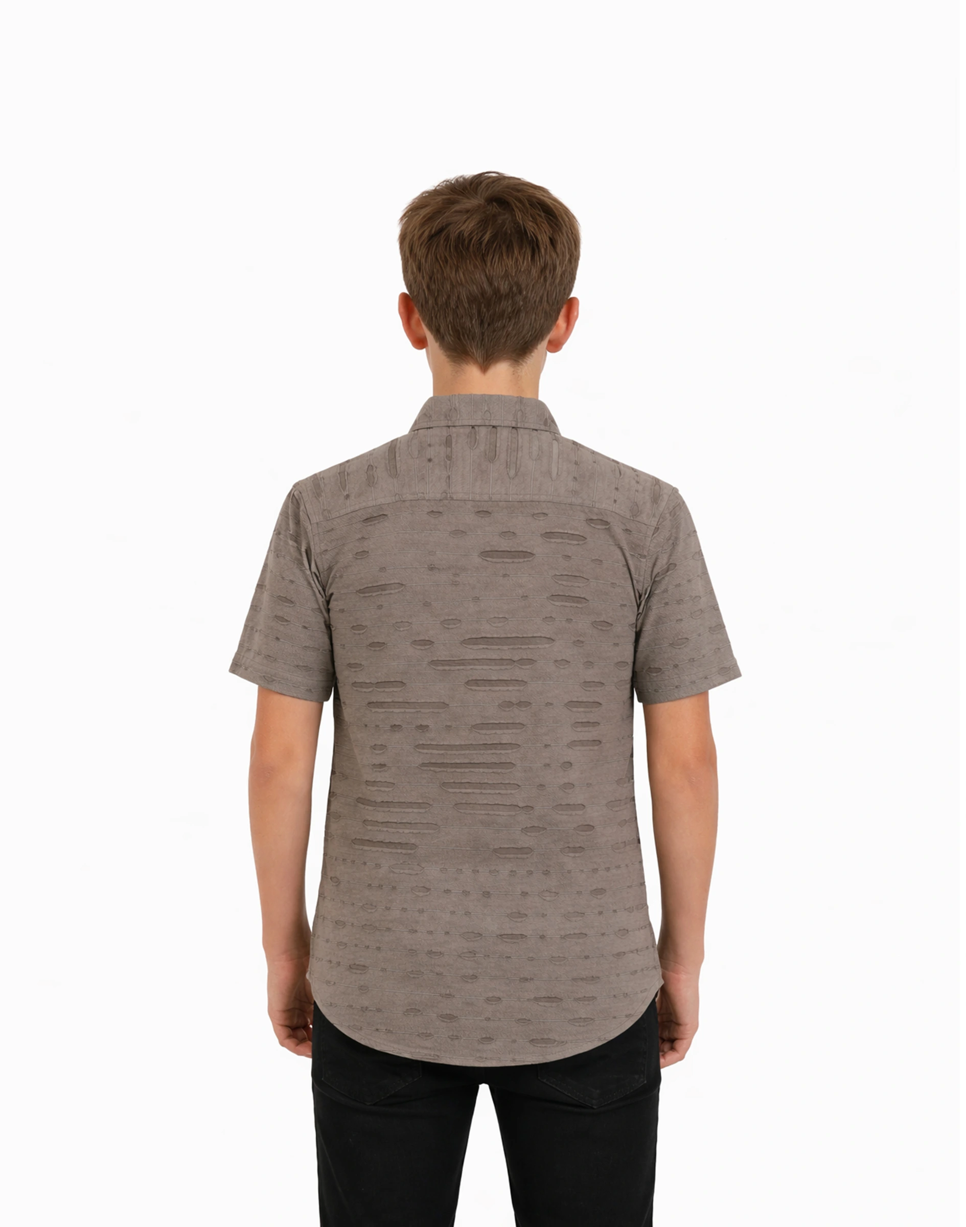 Maurya Vastra Stone Grey Printed Kids Shirt – Smart Casual Essential (2)