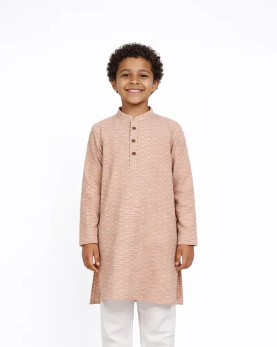 Maurya Vastra Textured Blush Pink Cotton Kurta