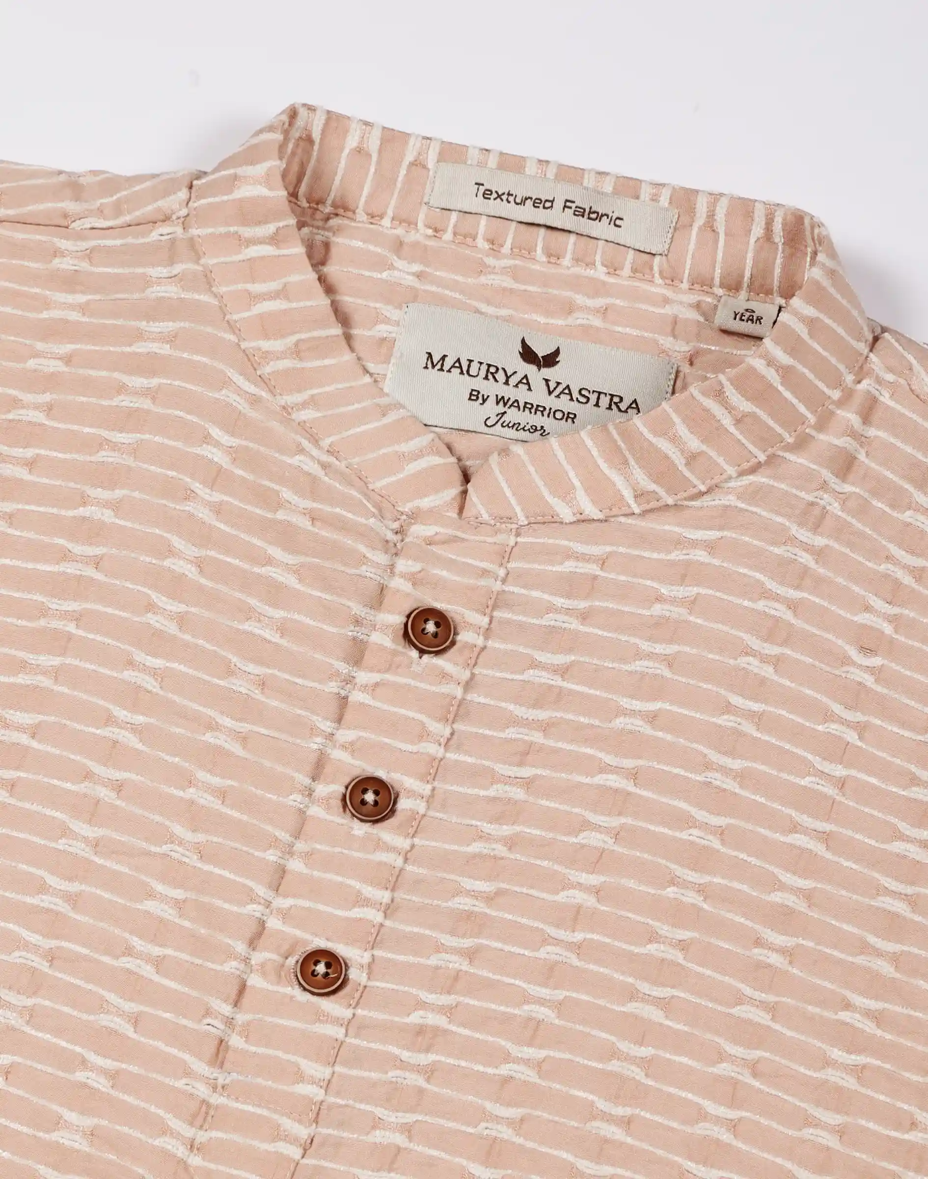 Maurya Vastra Textured Blush Pink Cotton Kurta (3)