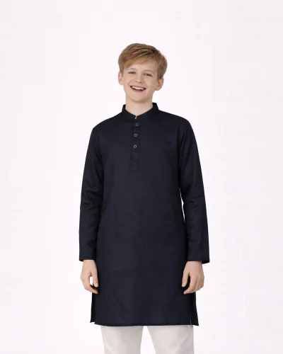 Maurya Vastra Textured Classic Navy Blue Kurta