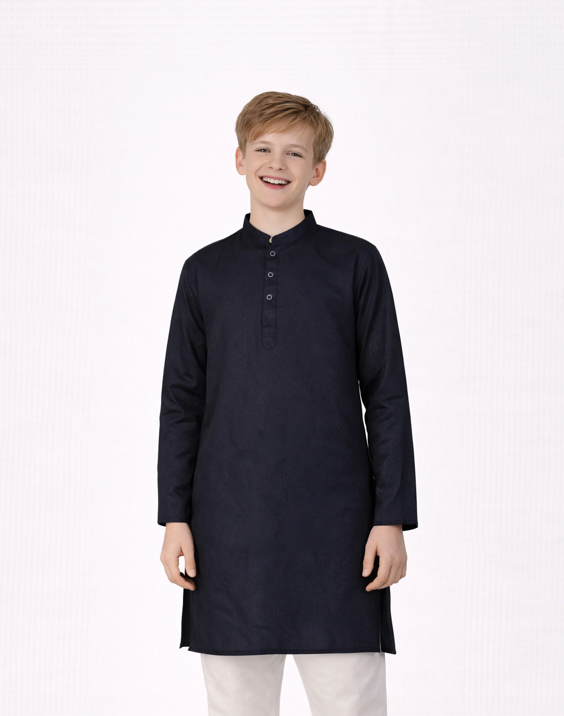 Maurya Vastra Textured Classic Navy Blue Kurta (1)